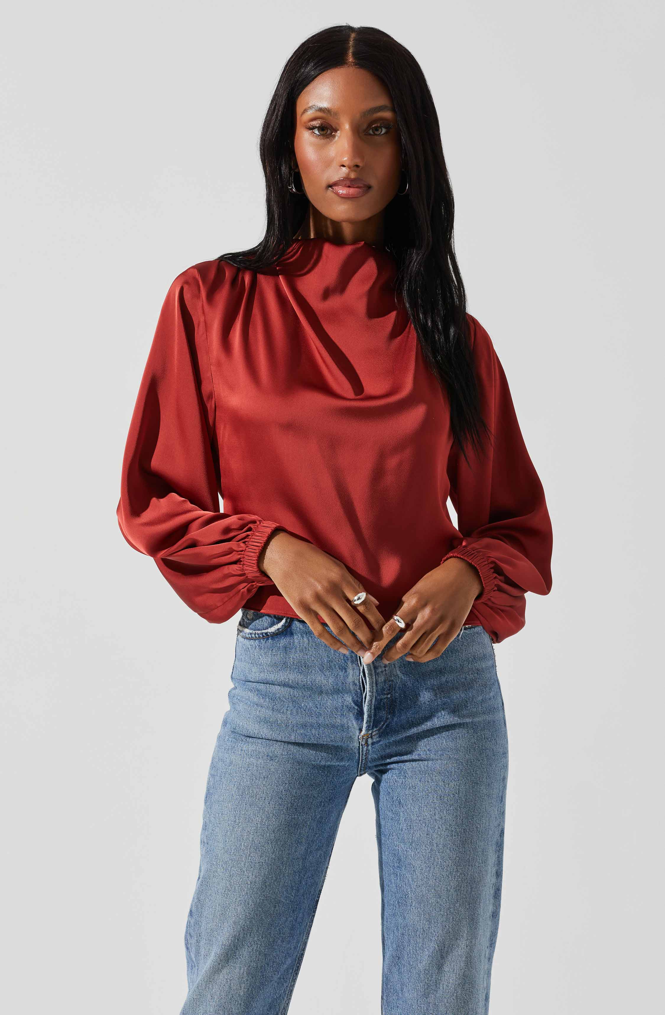 Veronica Satin Cutout Top-Aljck