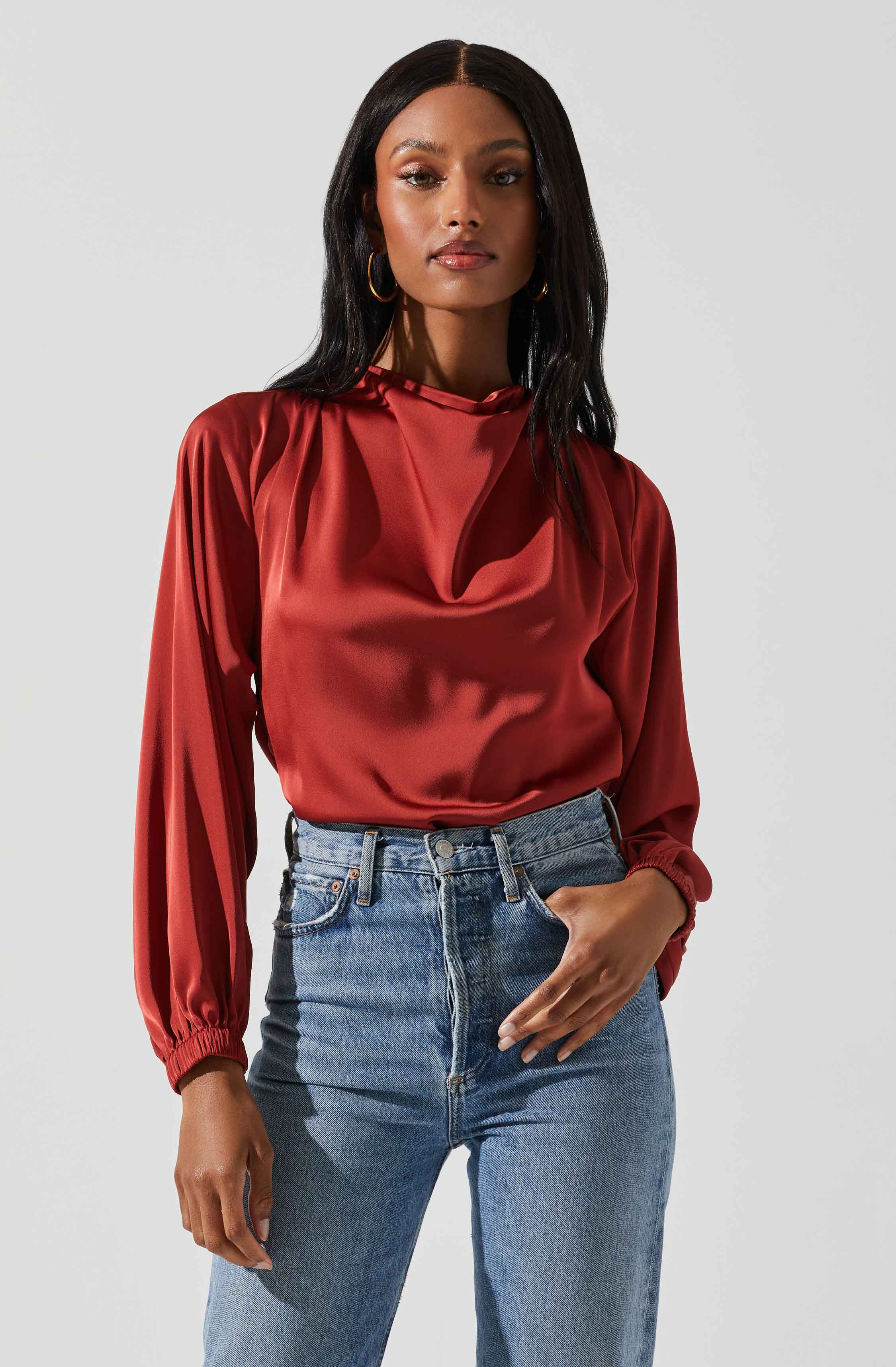 Veronica Satin Cutout Top-Aljck