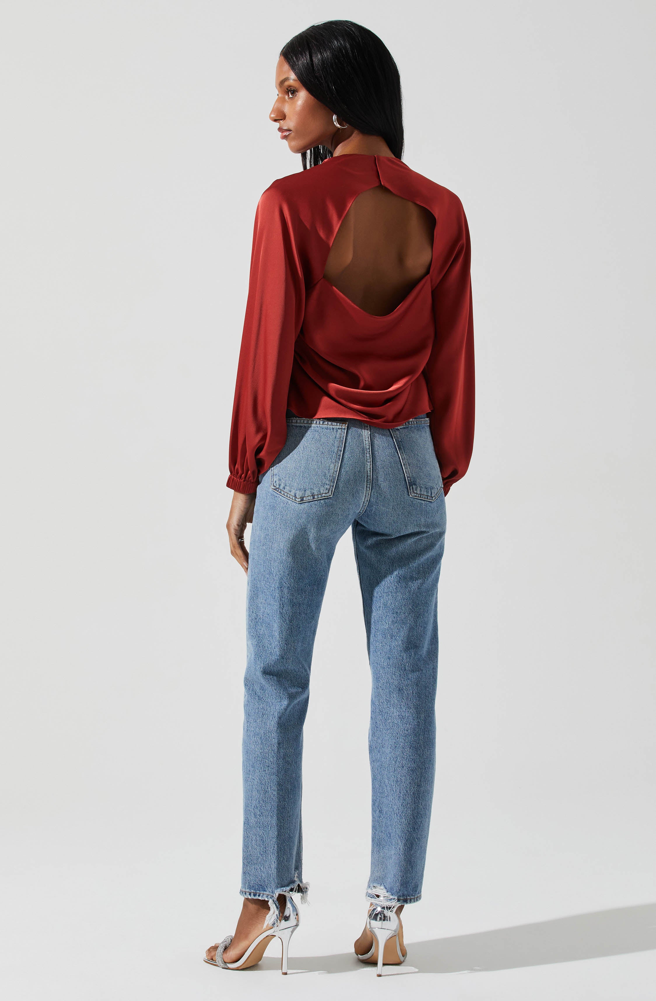 Veronica Satin Cutout Top-Aljck