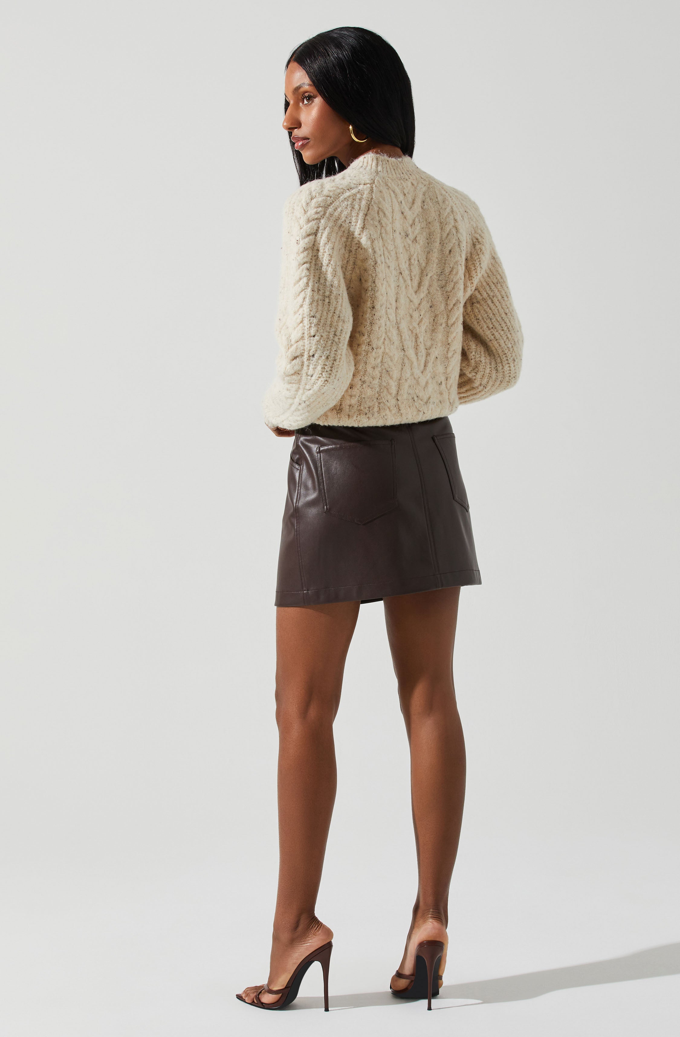 Natalie Cutout Cable Knit Sweater-Aljck