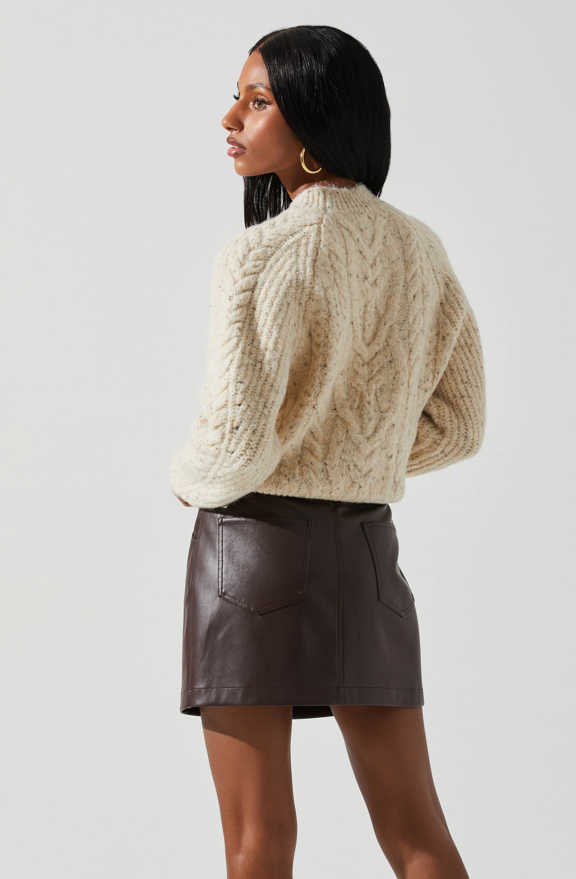 Natalie Cutout Cable Knit Sweater-Aljck