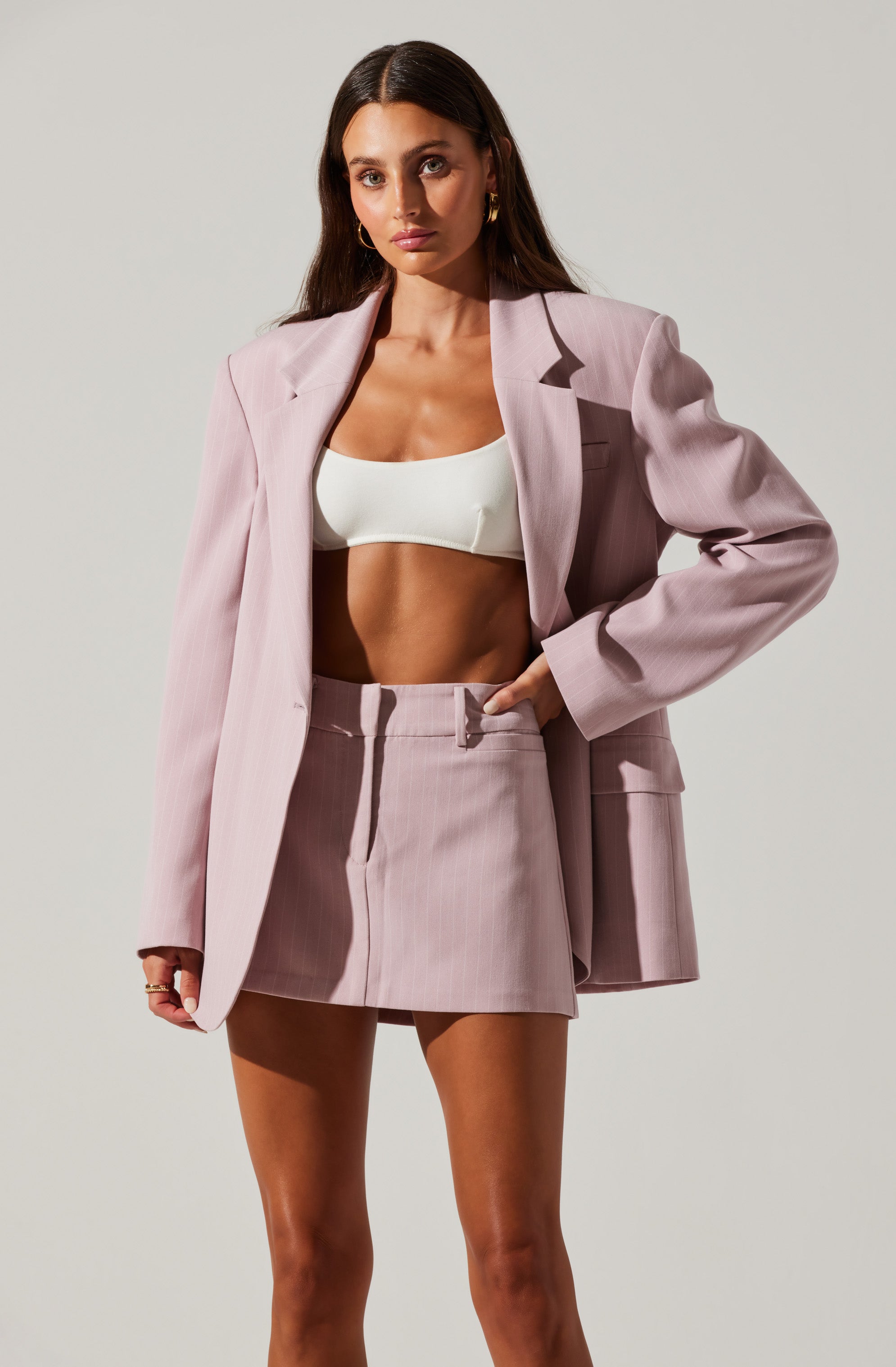 Kindra Oversized Pinstripe Blazer-Aljck