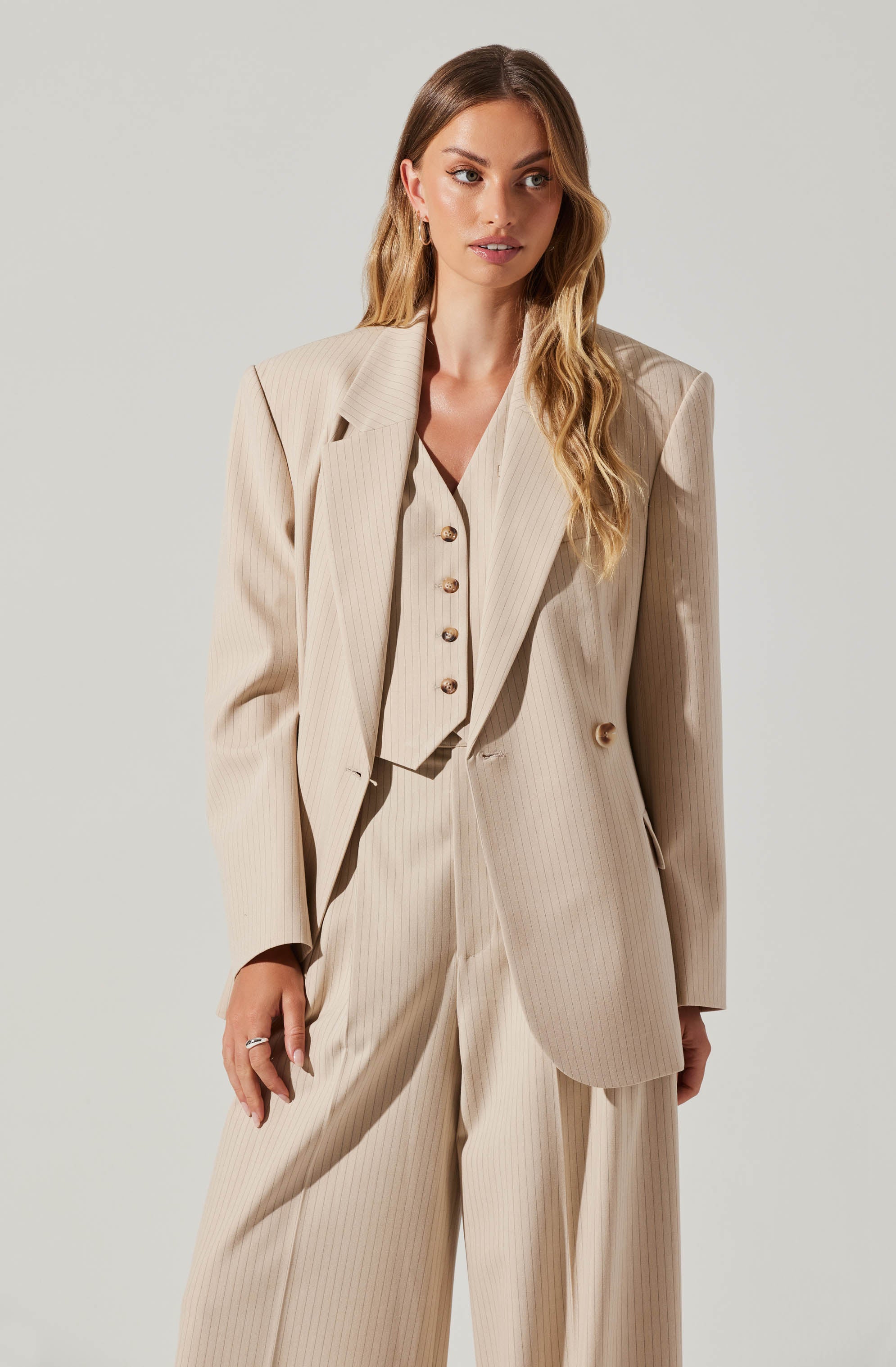 Kindra Oversized Pinstripe Blazer-Aljck