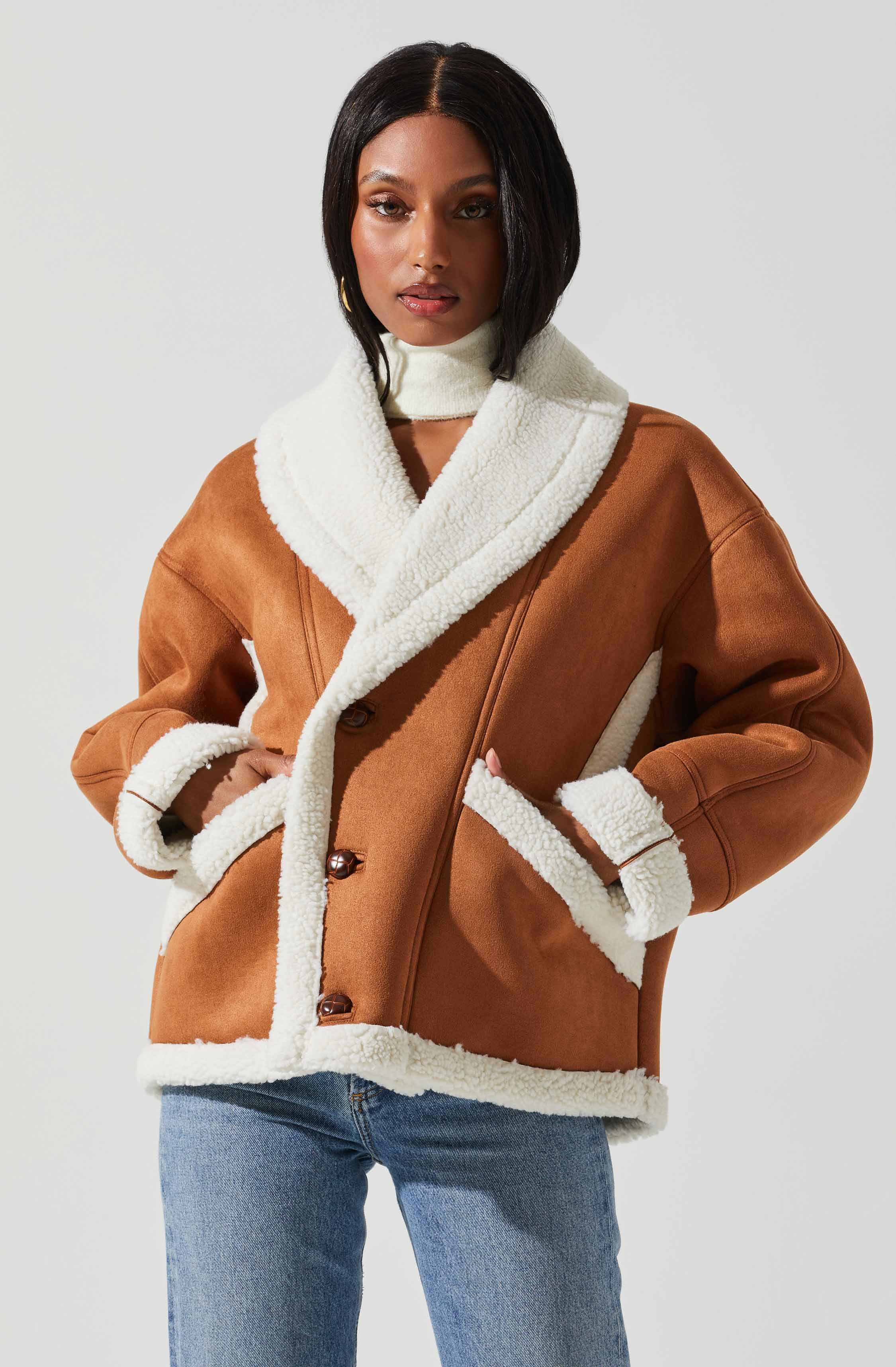 Pippa Faux Shearling Jacket-Aljck