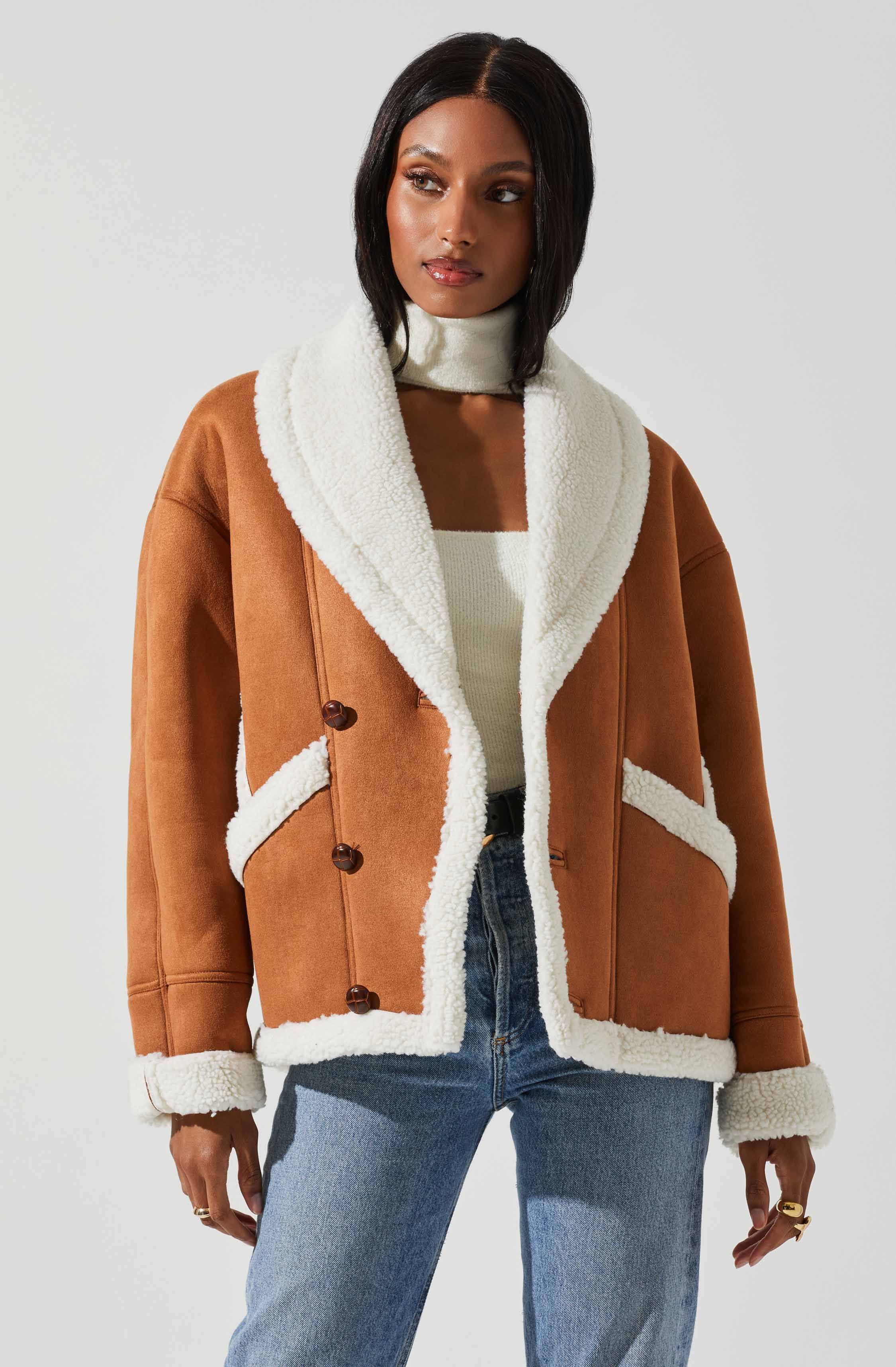 Pippa Faux Shearling Jacket-Aljck