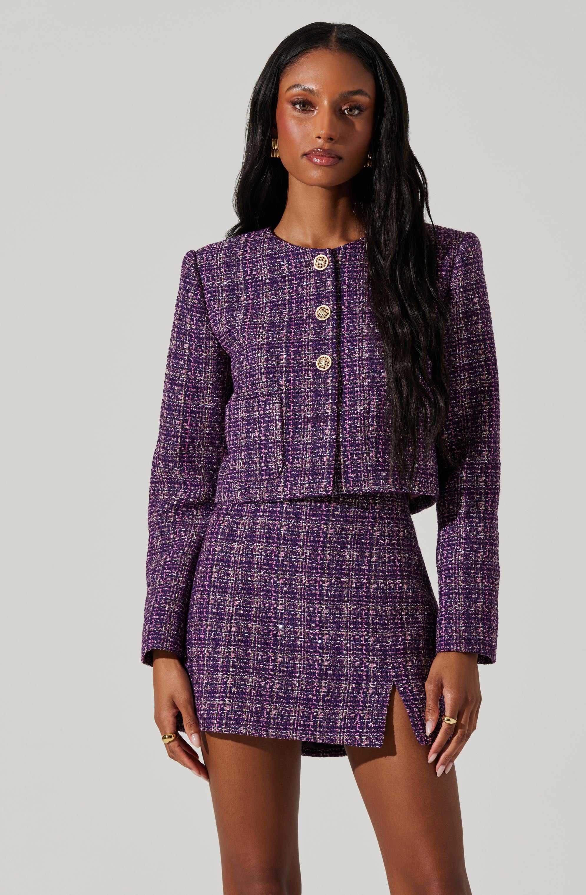 Lyssa Tweed Cropped Jacket-Aljck