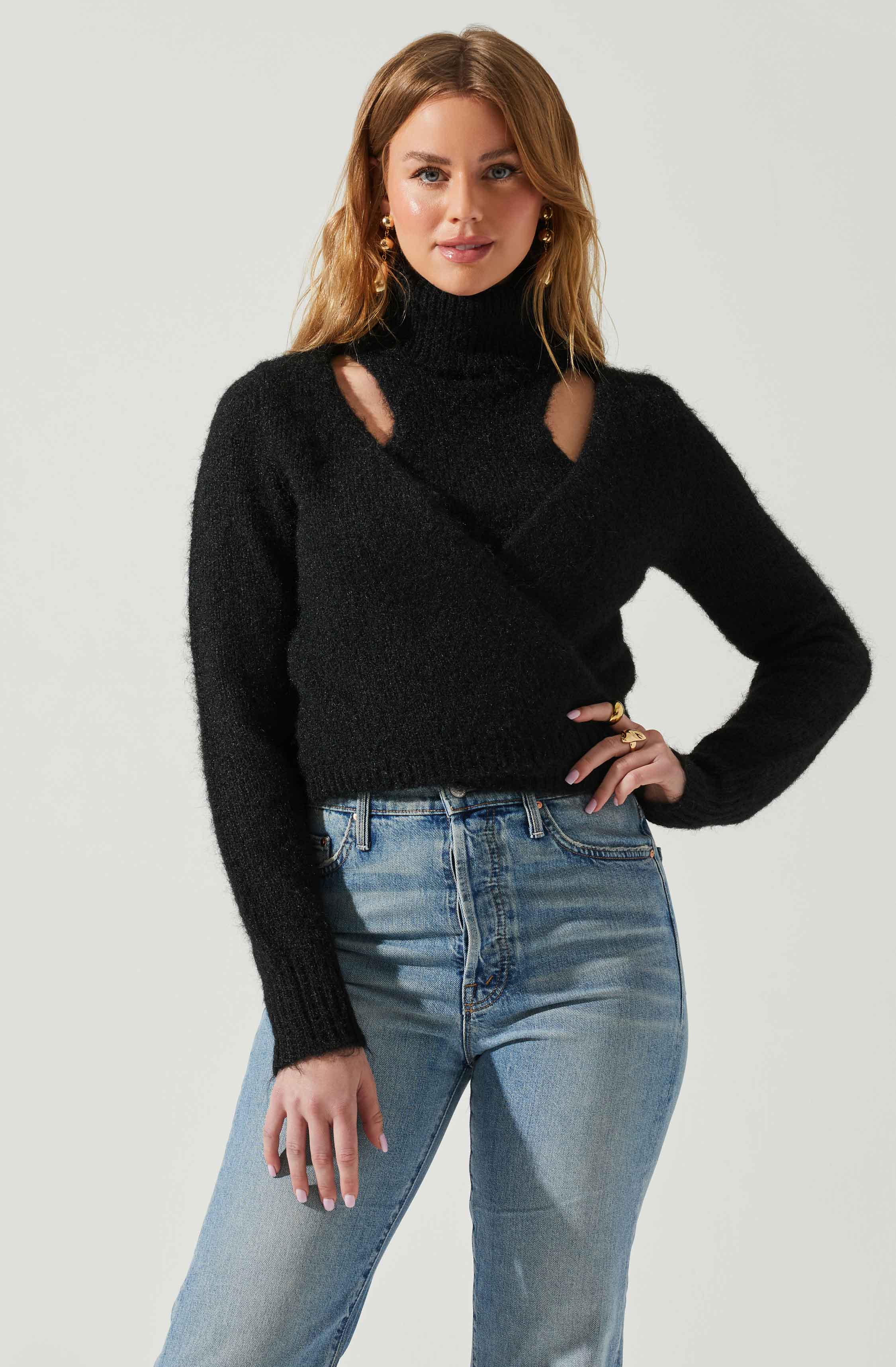 Natasha Wrap Turtleneck Sweater-Aljck
