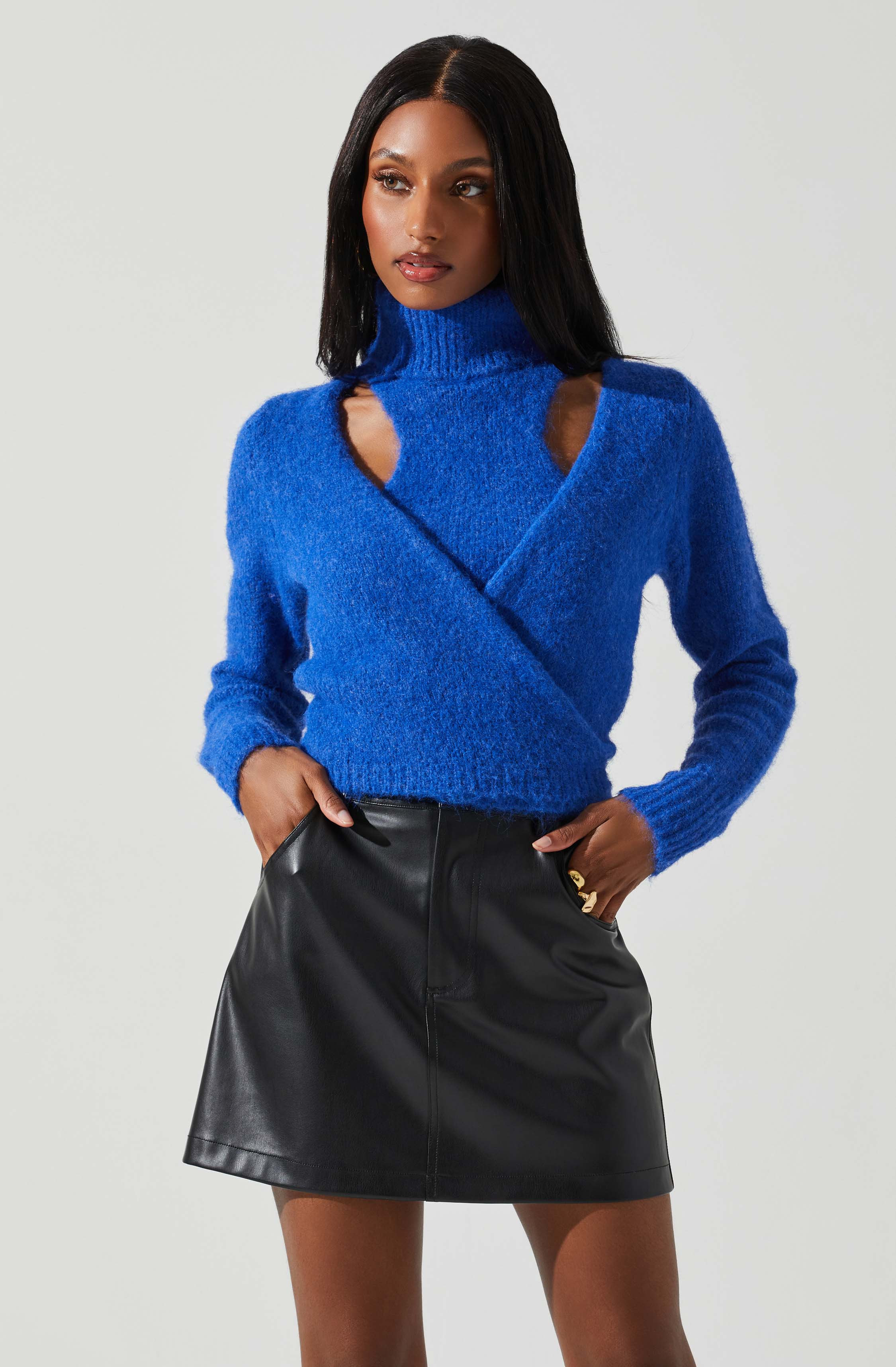 Natasha Wrap Turtleneck Sweater-Aljck