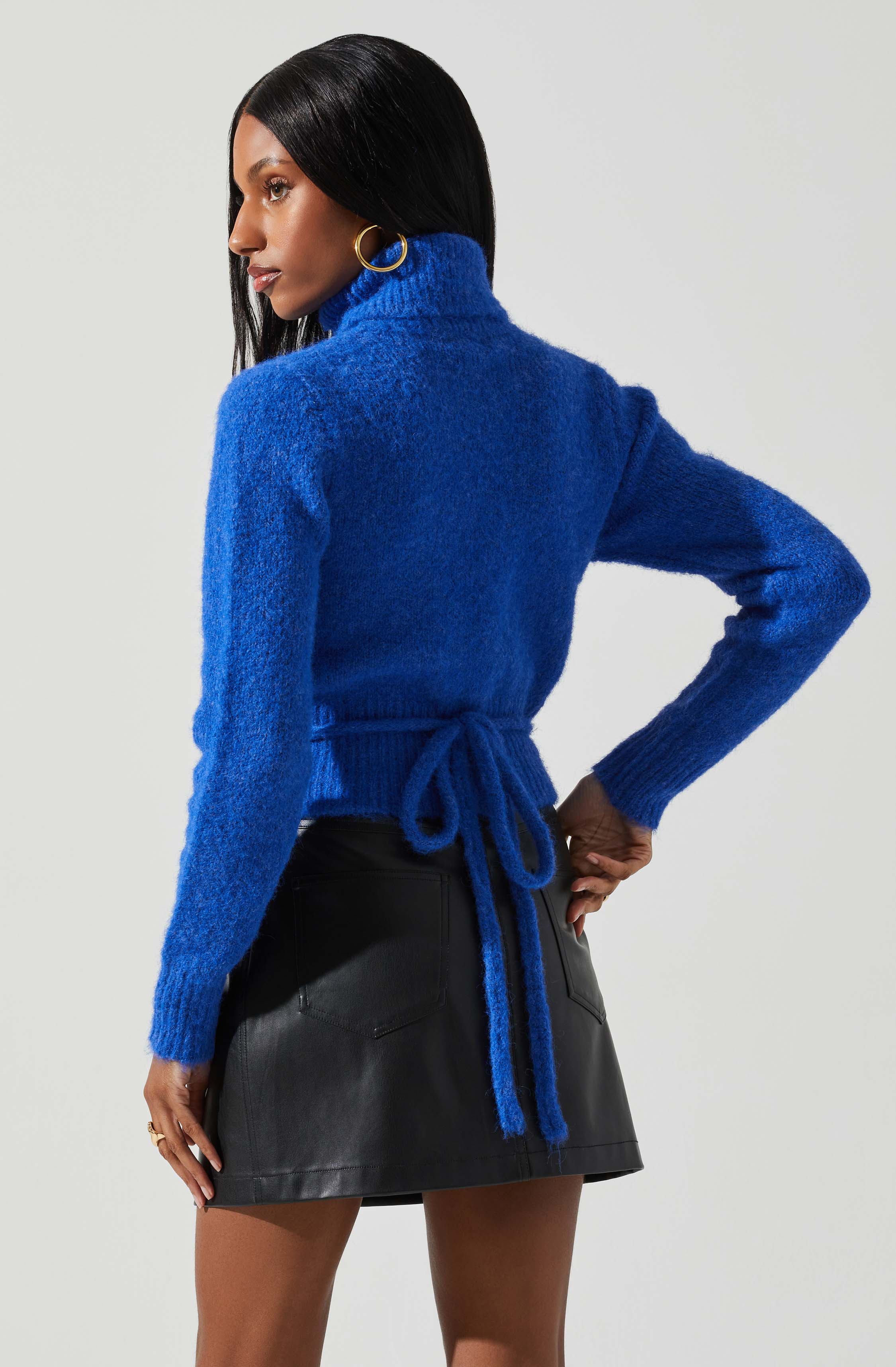 Natasha Wrap Turtleneck Sweater-Aljck