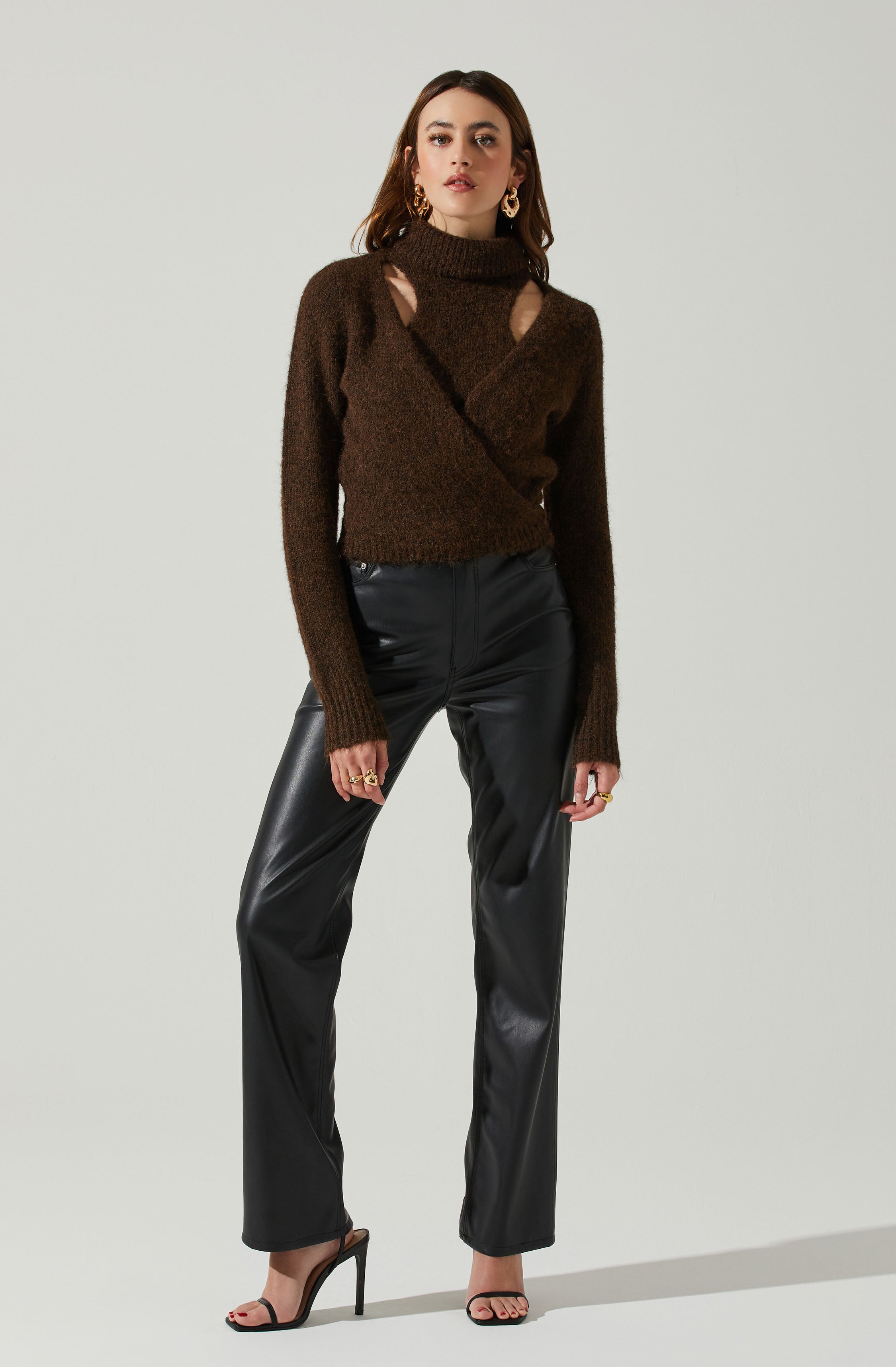 Natasha Wrap Turtleneck Sweater-Aljck