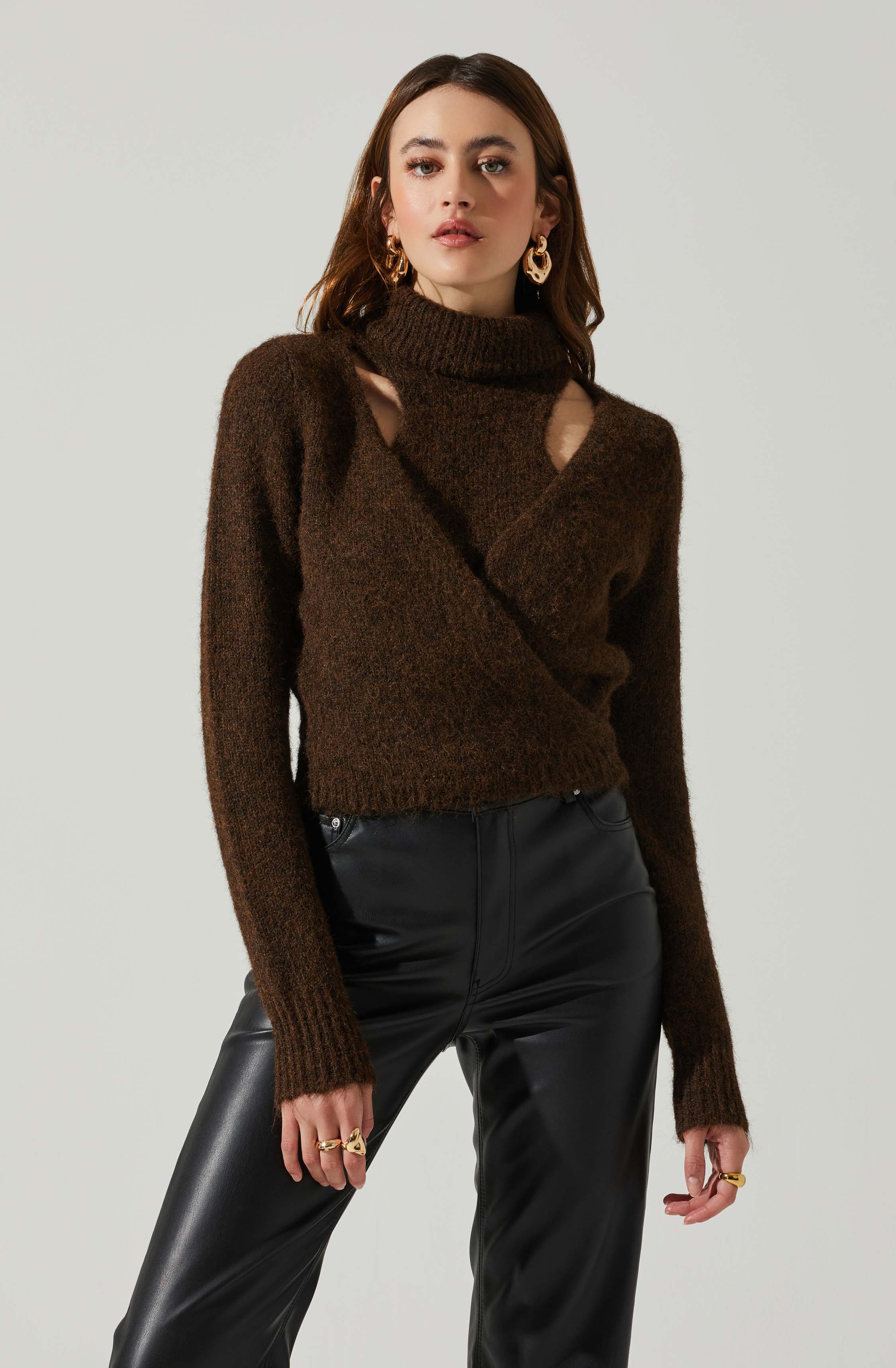 Natasha Wrap Turtleneck Sweater-Aljck