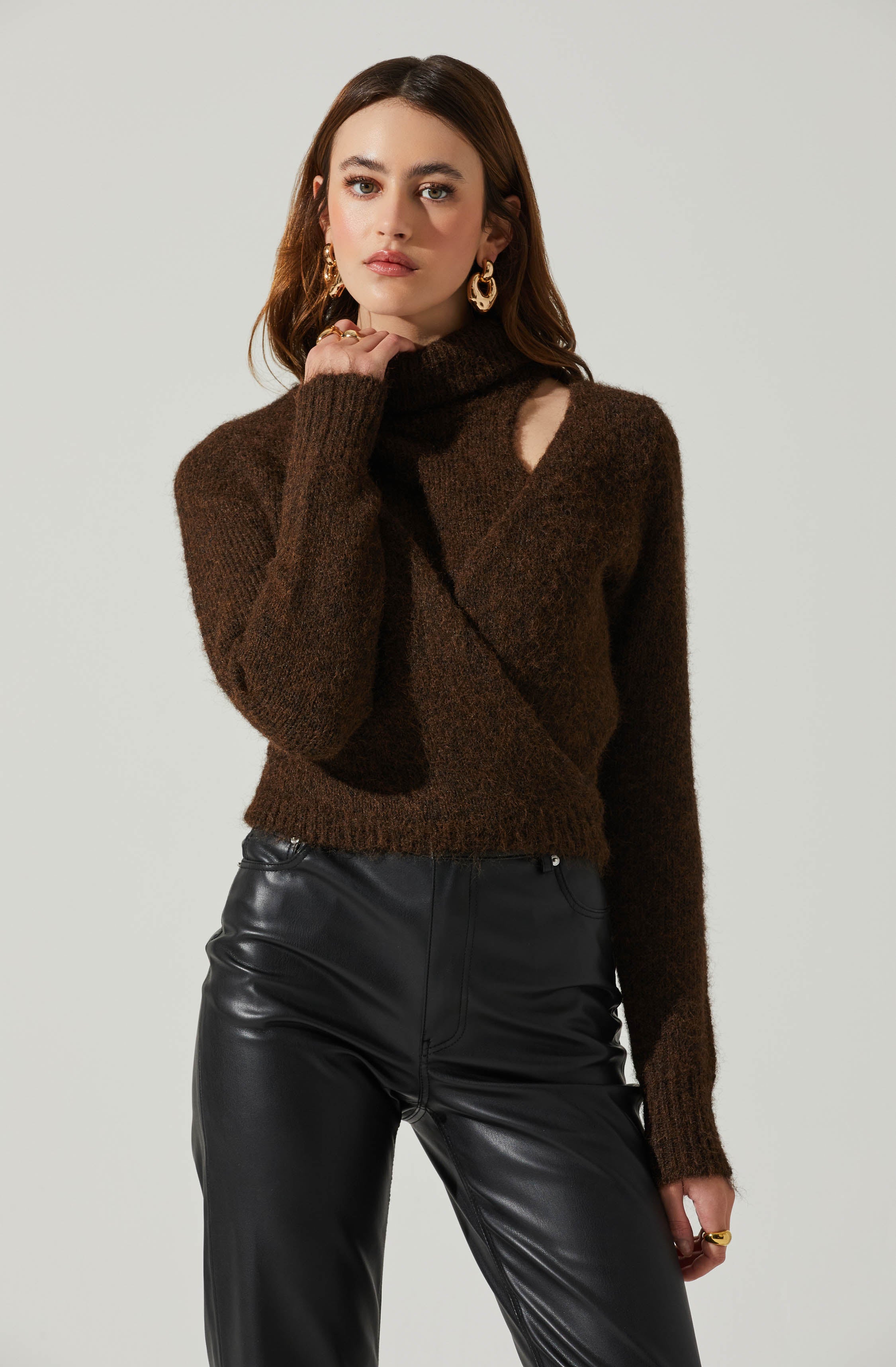 Natasha Wrap Turtleneck Sweater-Aljck