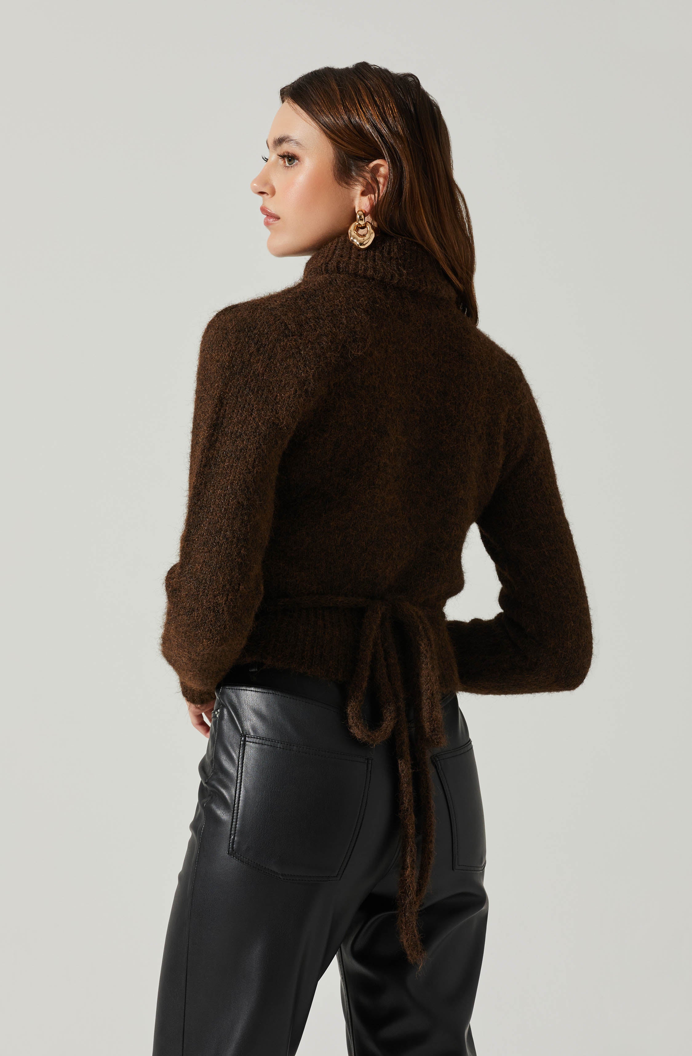 Natasha Wrap Turtleneck Sweater-Aljck