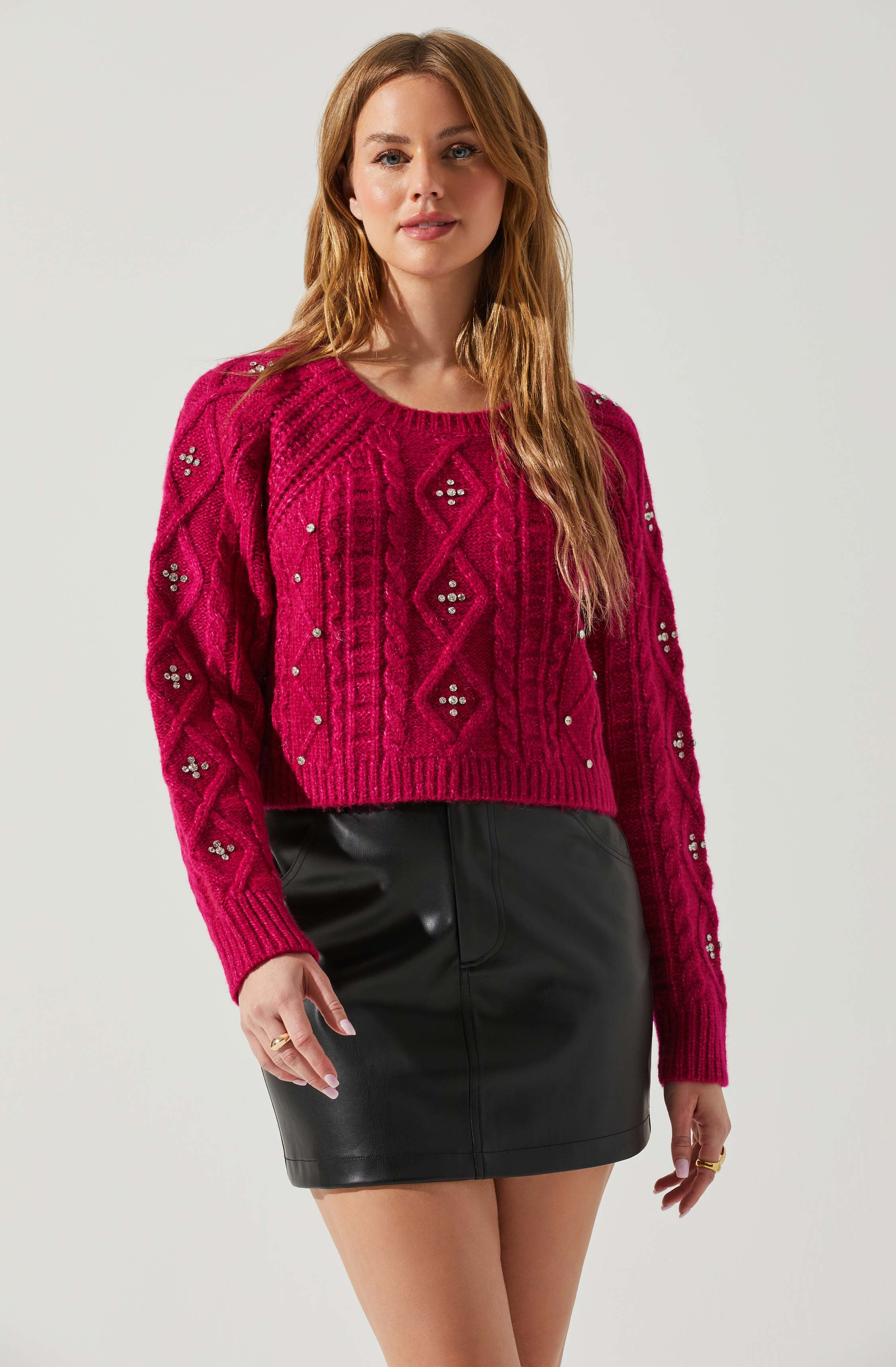 Madison Rhinestone Embellished Sweater-Aljck