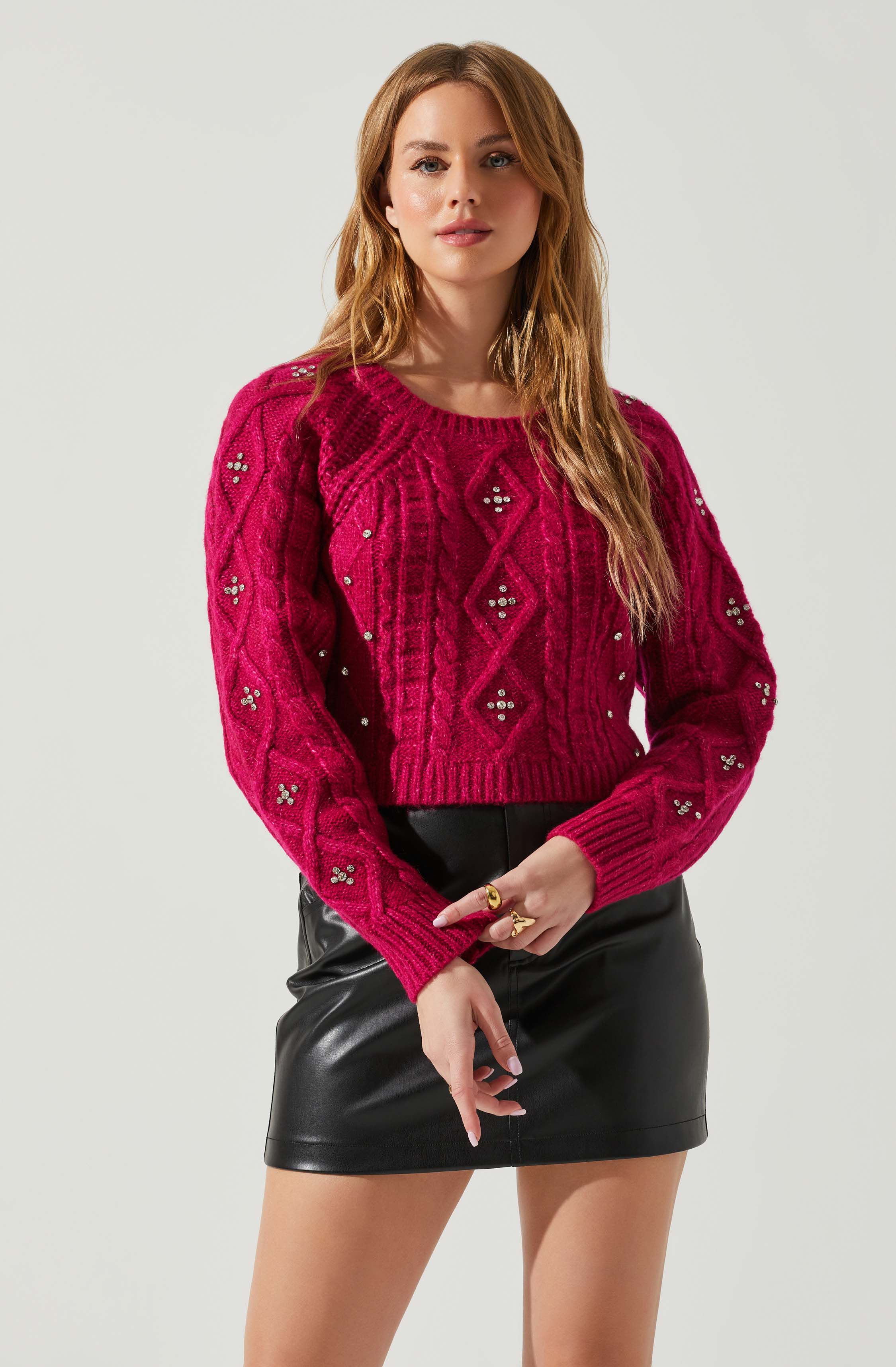 Madison Rhinestone Embellished Sweater-Aljck