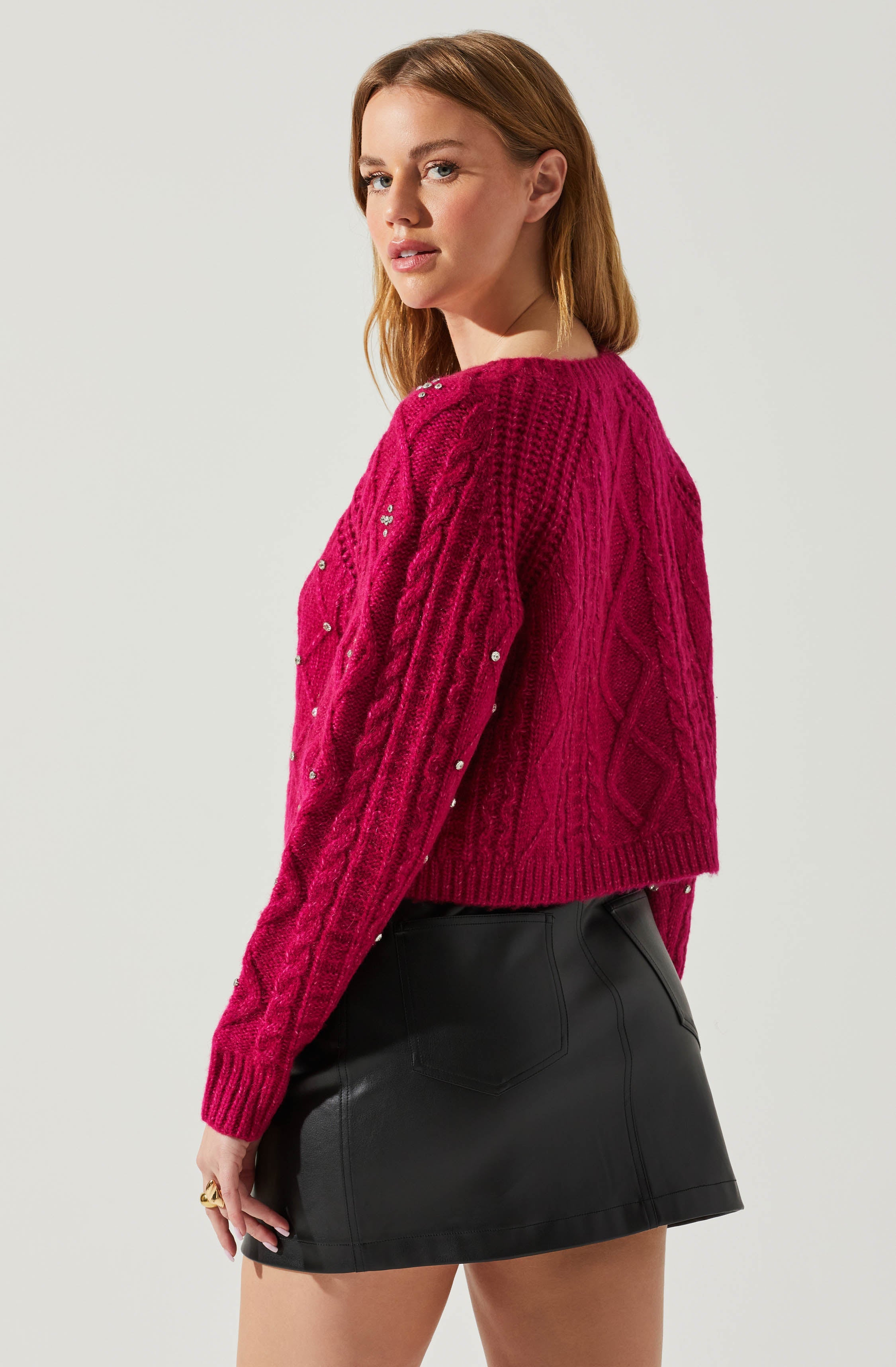 Madison Rhinestone Embellished Sweater-Aljck