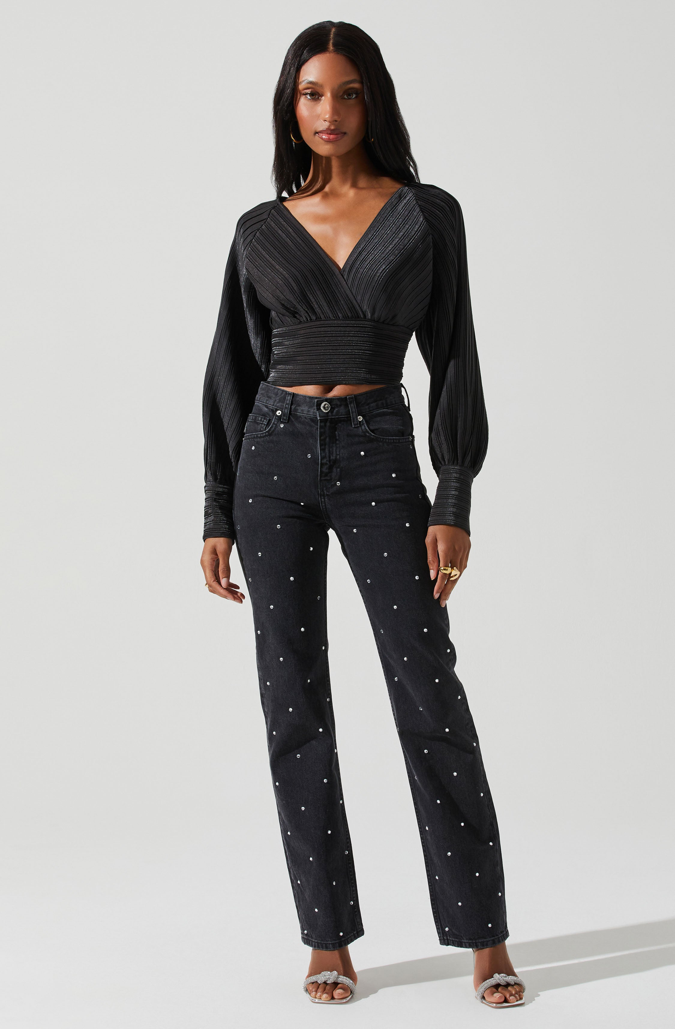 Pernilla Pleated Long Sleeve Top-Aljck