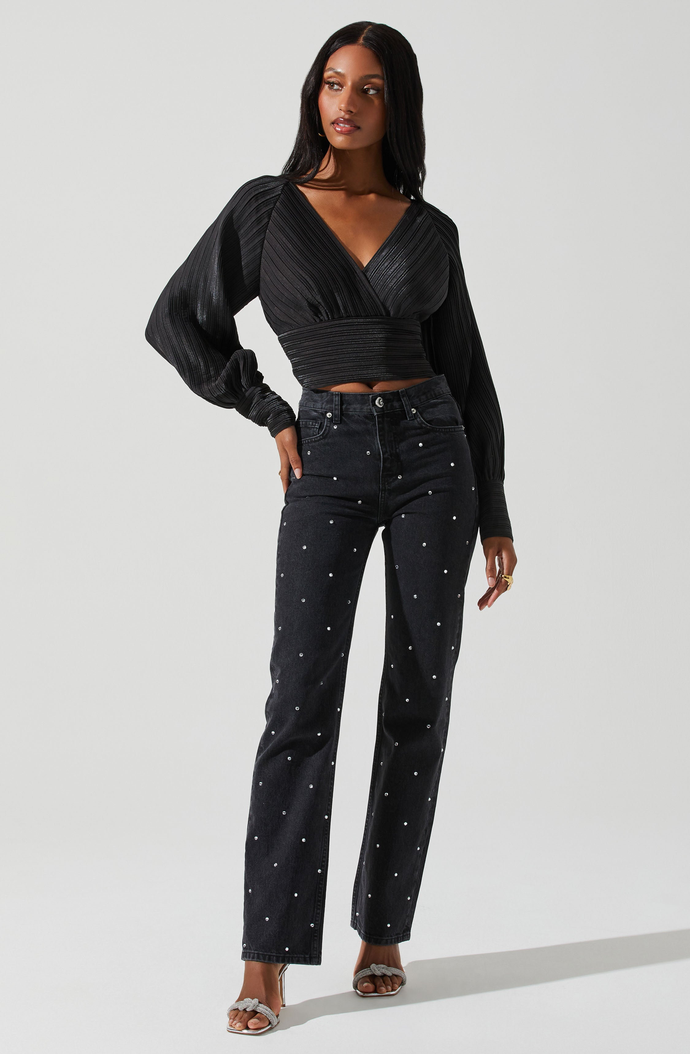 Pernilla Pleated Long Sleeve Top-Aljck