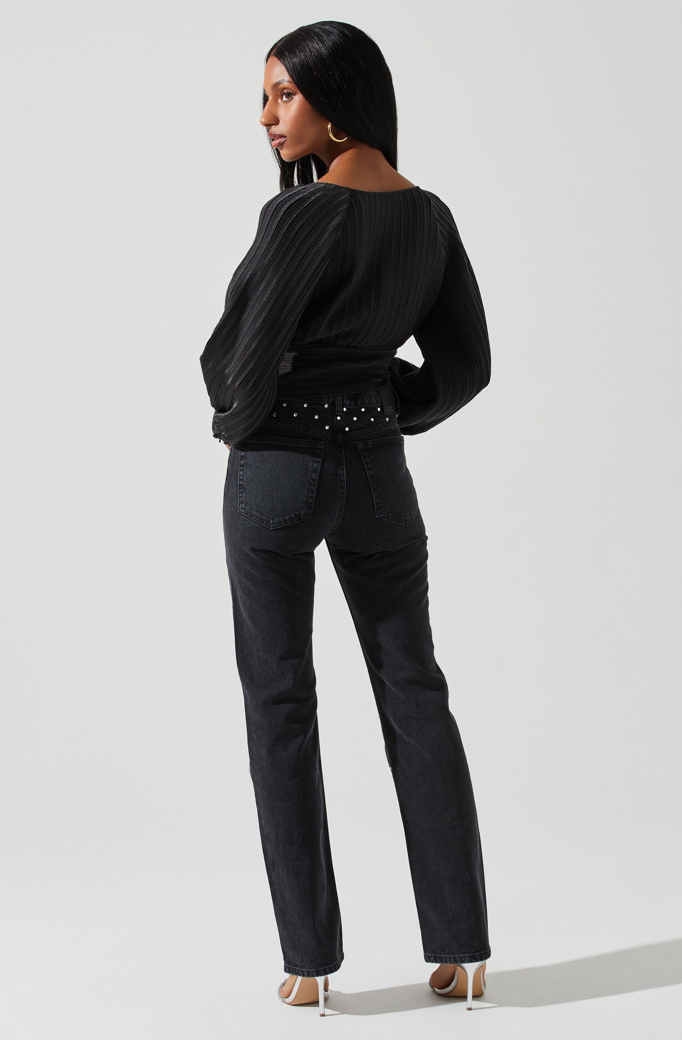 Pernilla Pleated Long Sleeve Top-Aljck