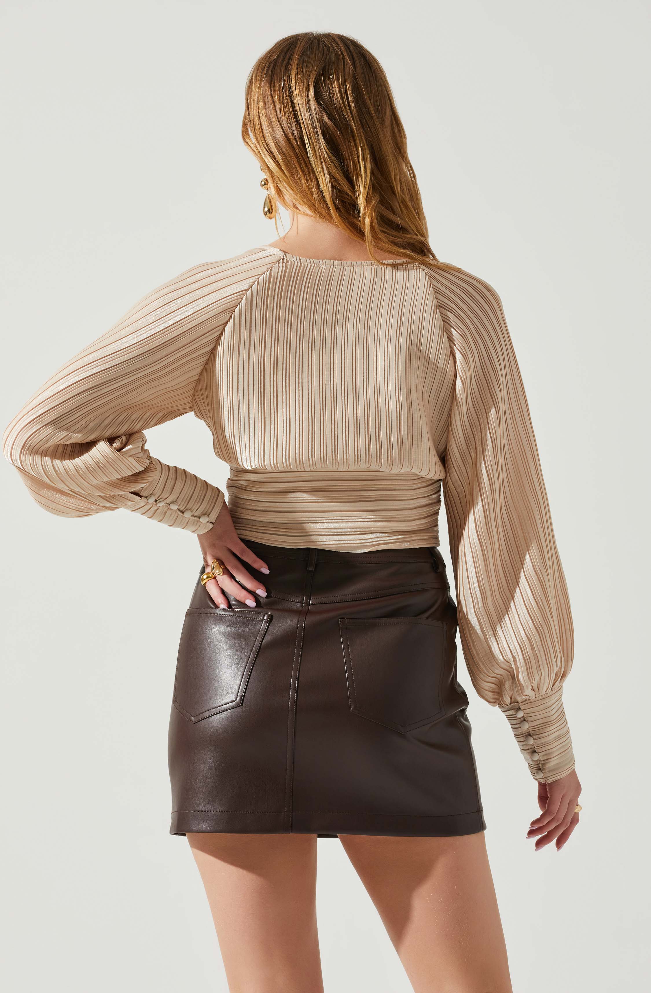 Pernilla Pleated Long Sleeve Top-Aljck