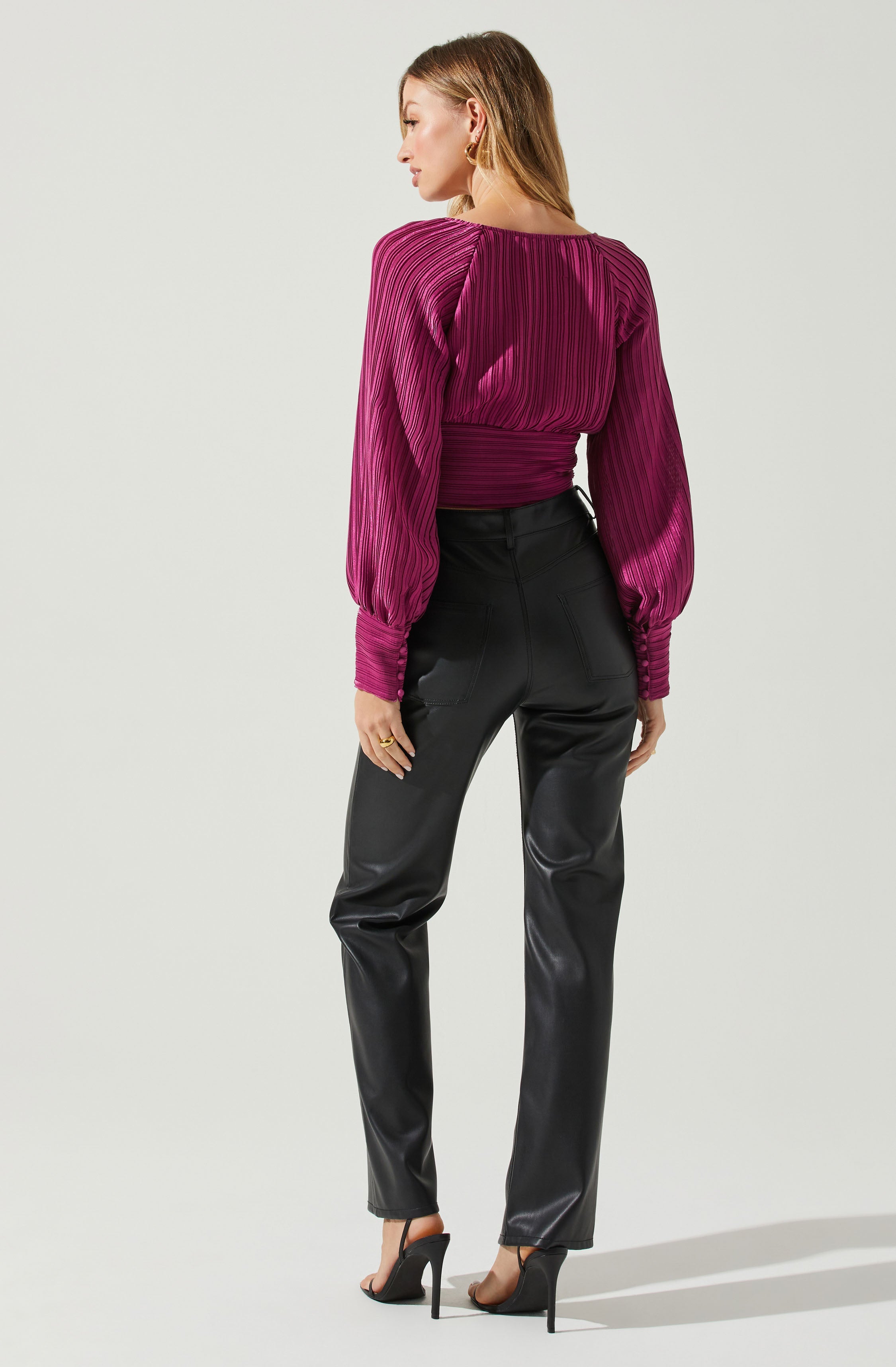 Pernilla Pleated Long Sleeve Top-Aljck