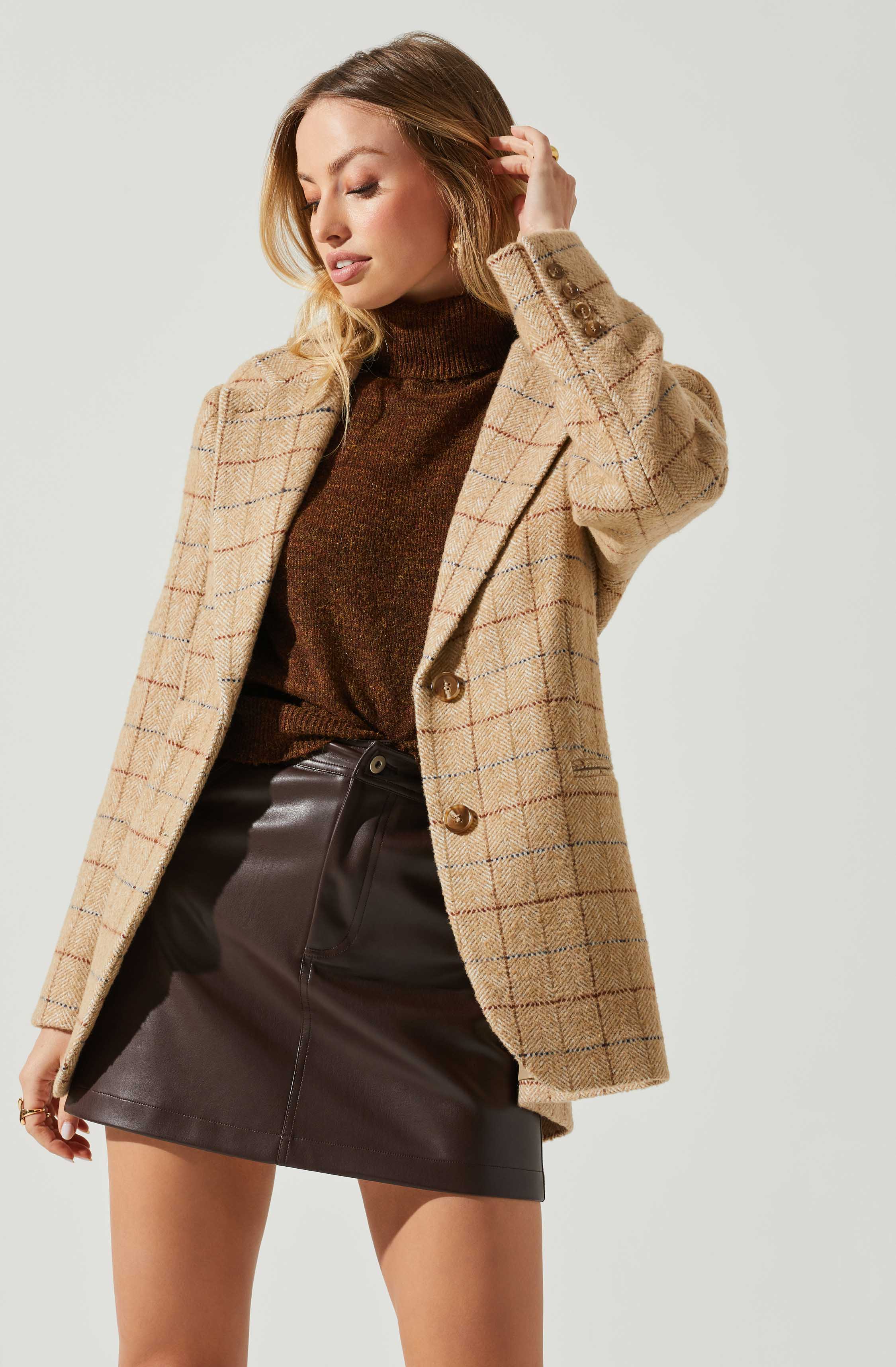 Lottie Plaid Belted Blazer-Aljck