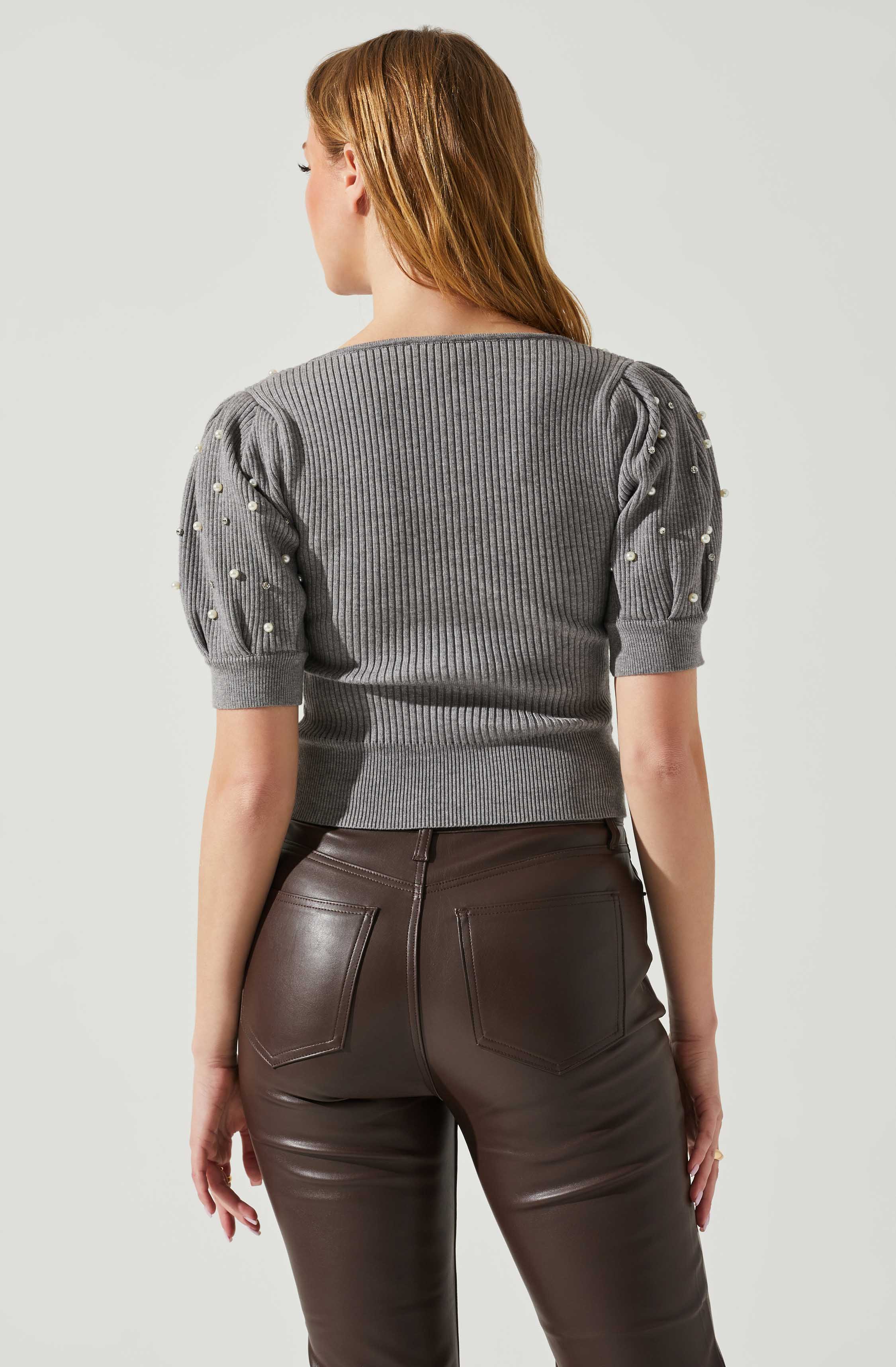 Kinsley Square Neck Pearl Sweater-Aljck