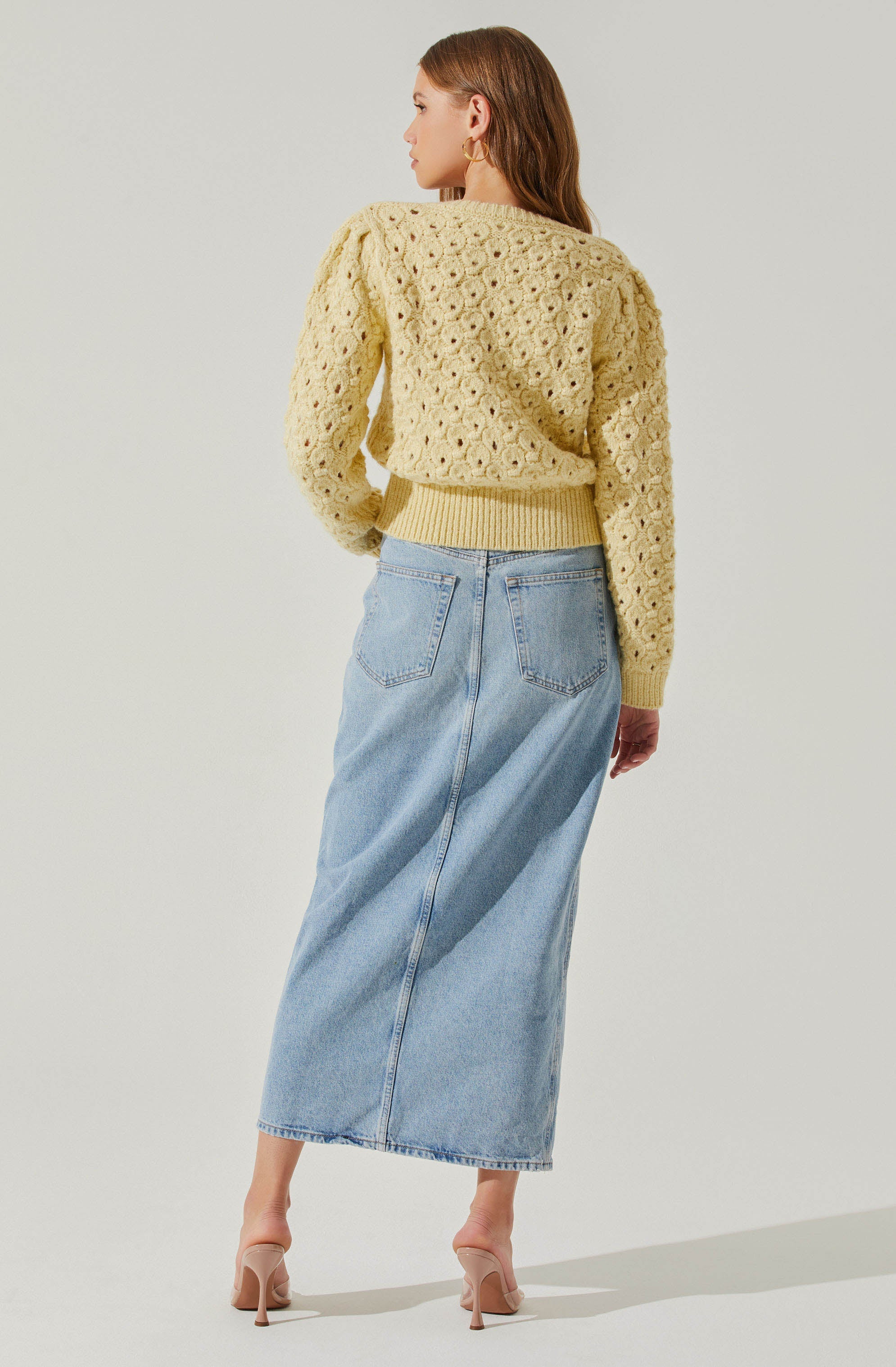 Bianca V Neck Pointelle Sweater-Aljck