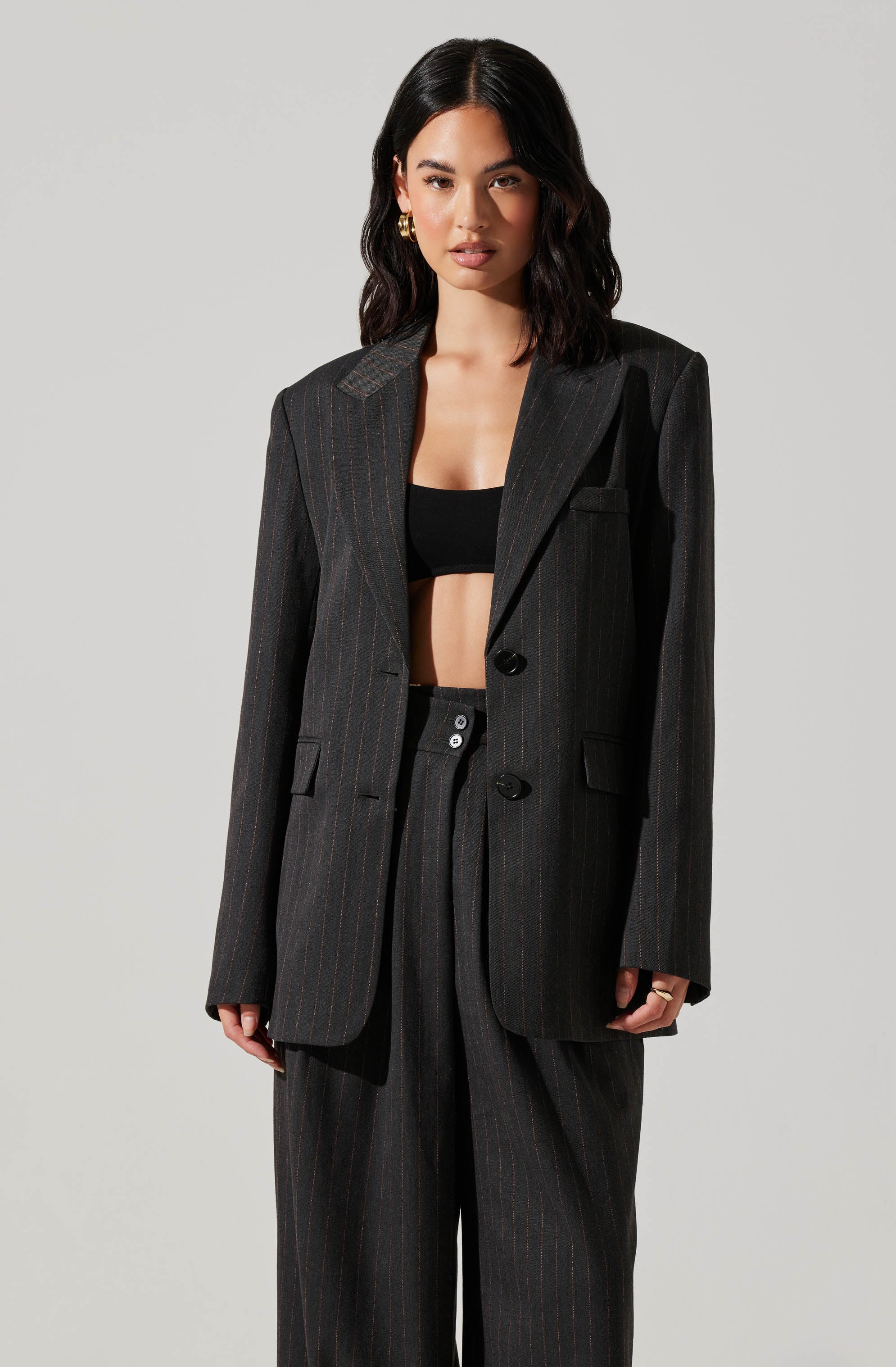 Pauline Pinstripe Oversized Blazer-Aljck