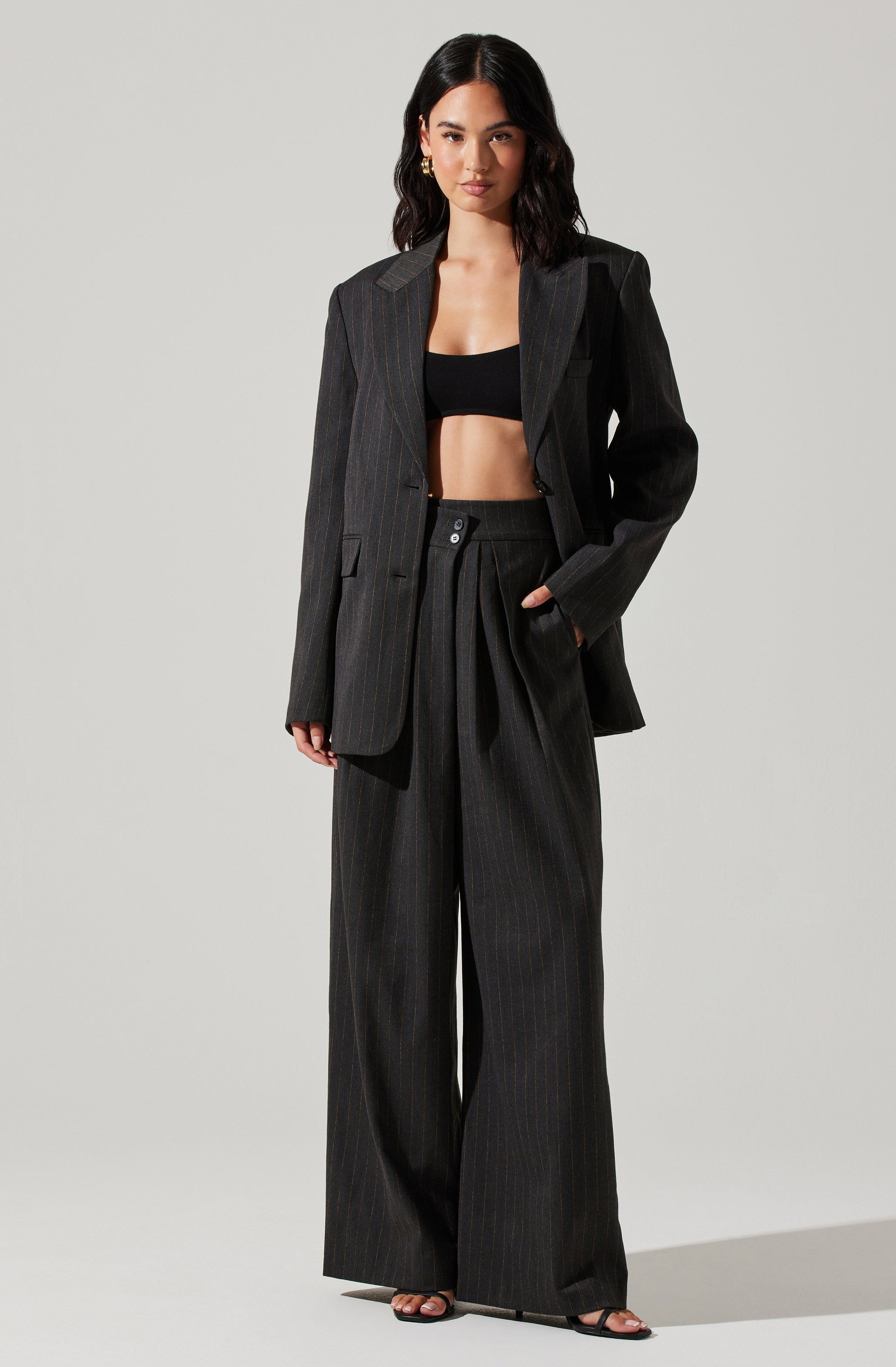 Pauline Pinstripe Oversized Blazer-Aljck