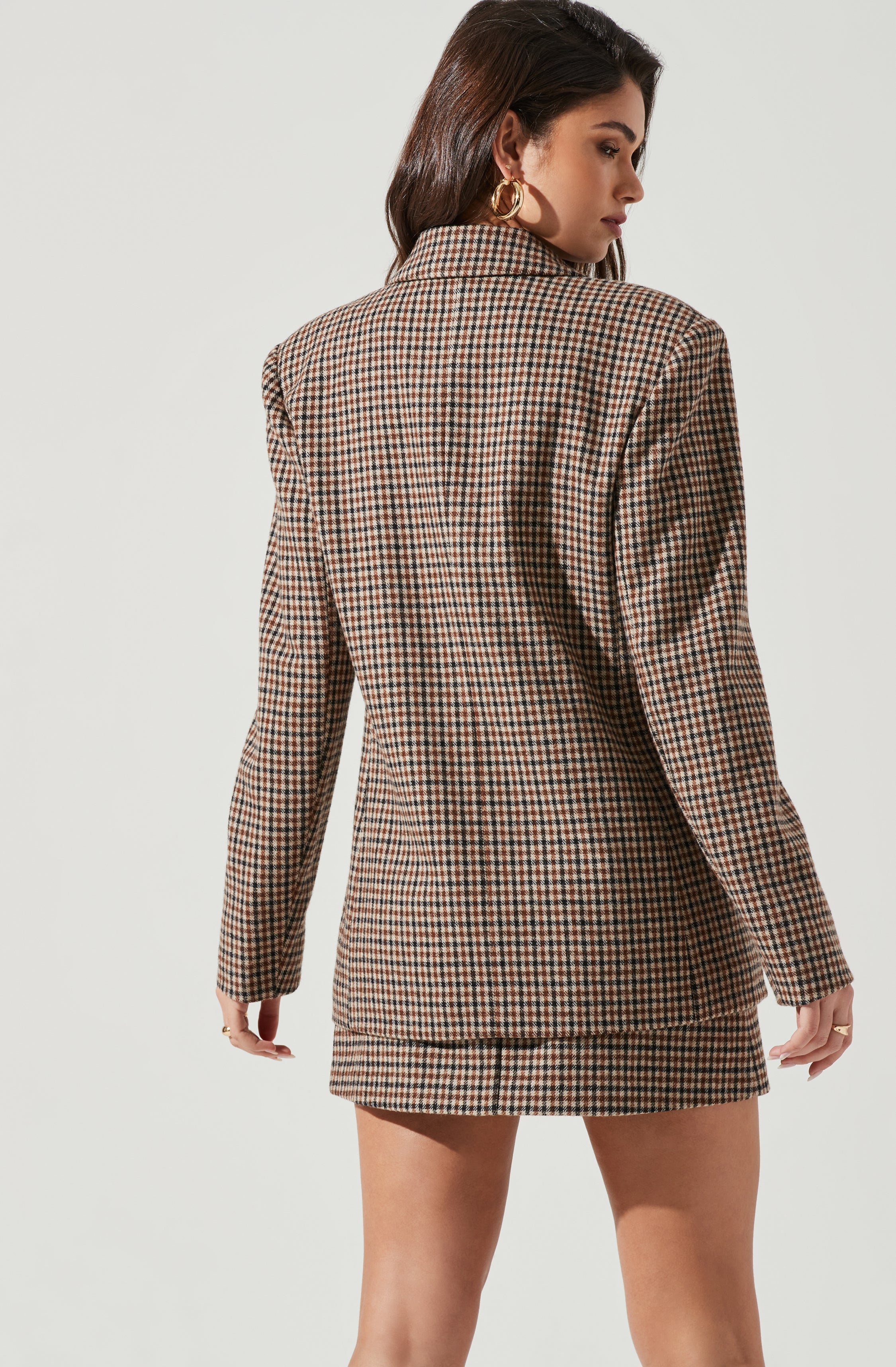 Brina Plaid Double Breasted Blazer-Aljck