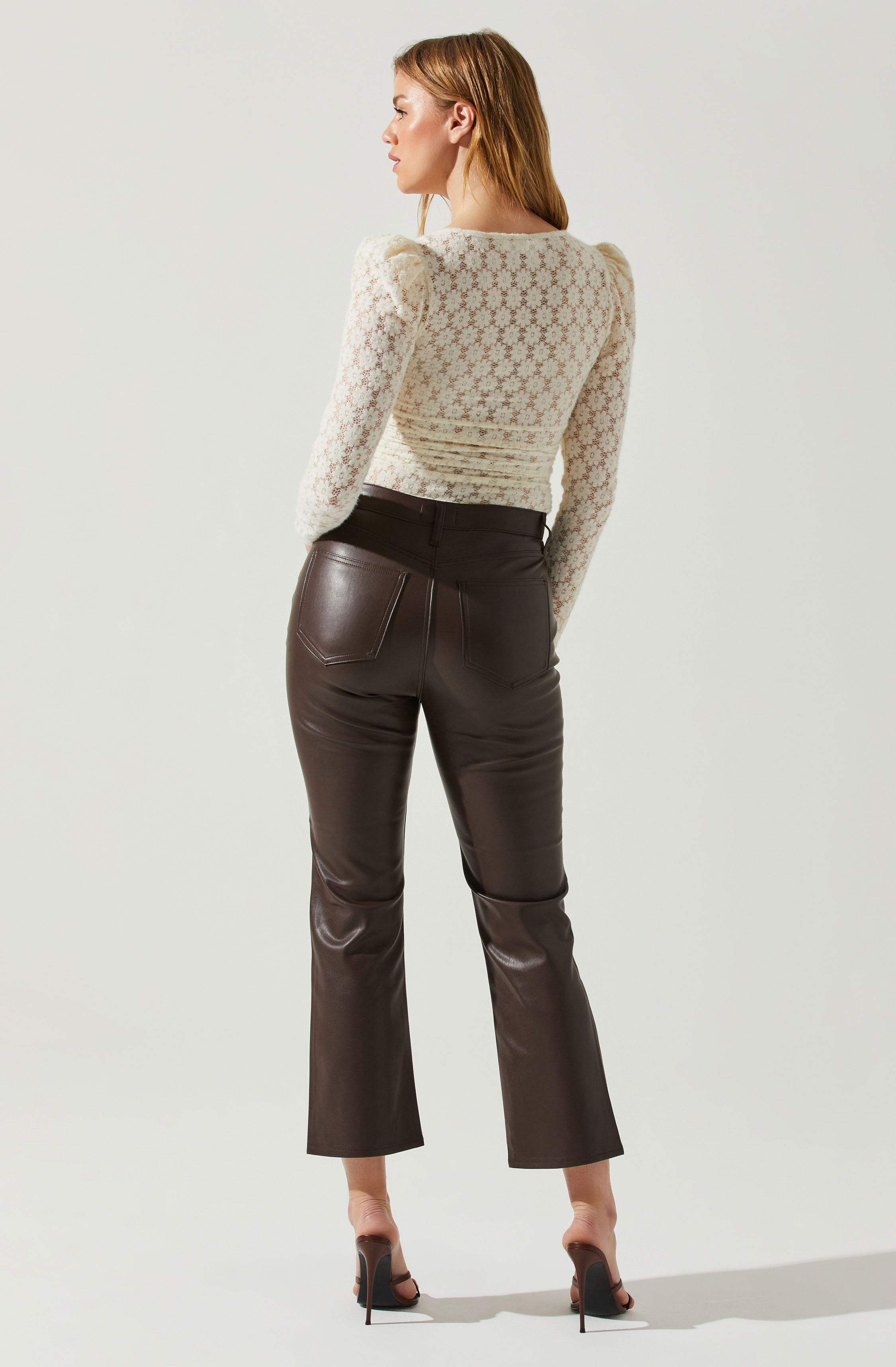 Leia Long Puff Sleeve Lace Top-Aljck