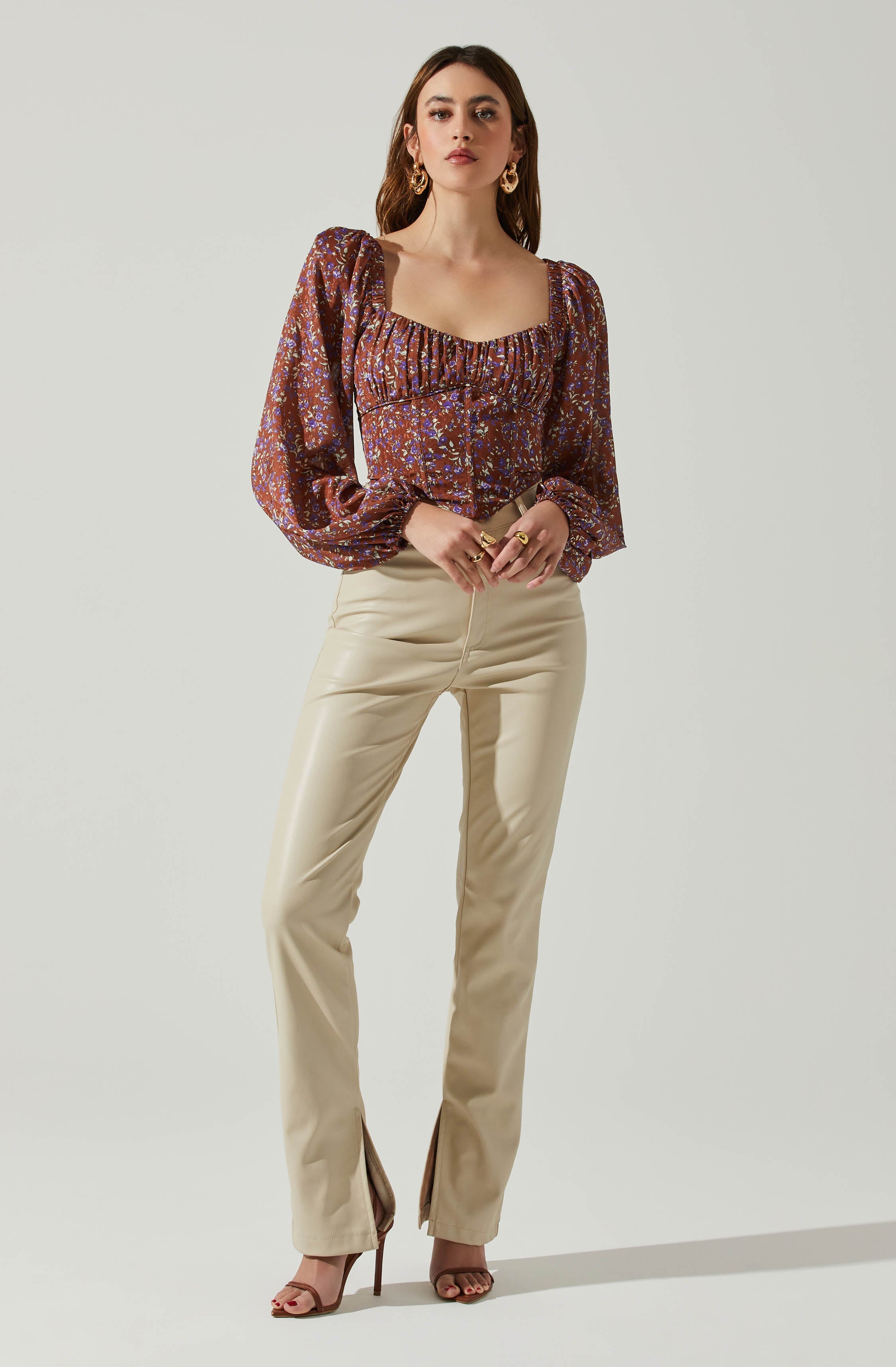 Penny Floral Puff Sleeve Top-Aljck