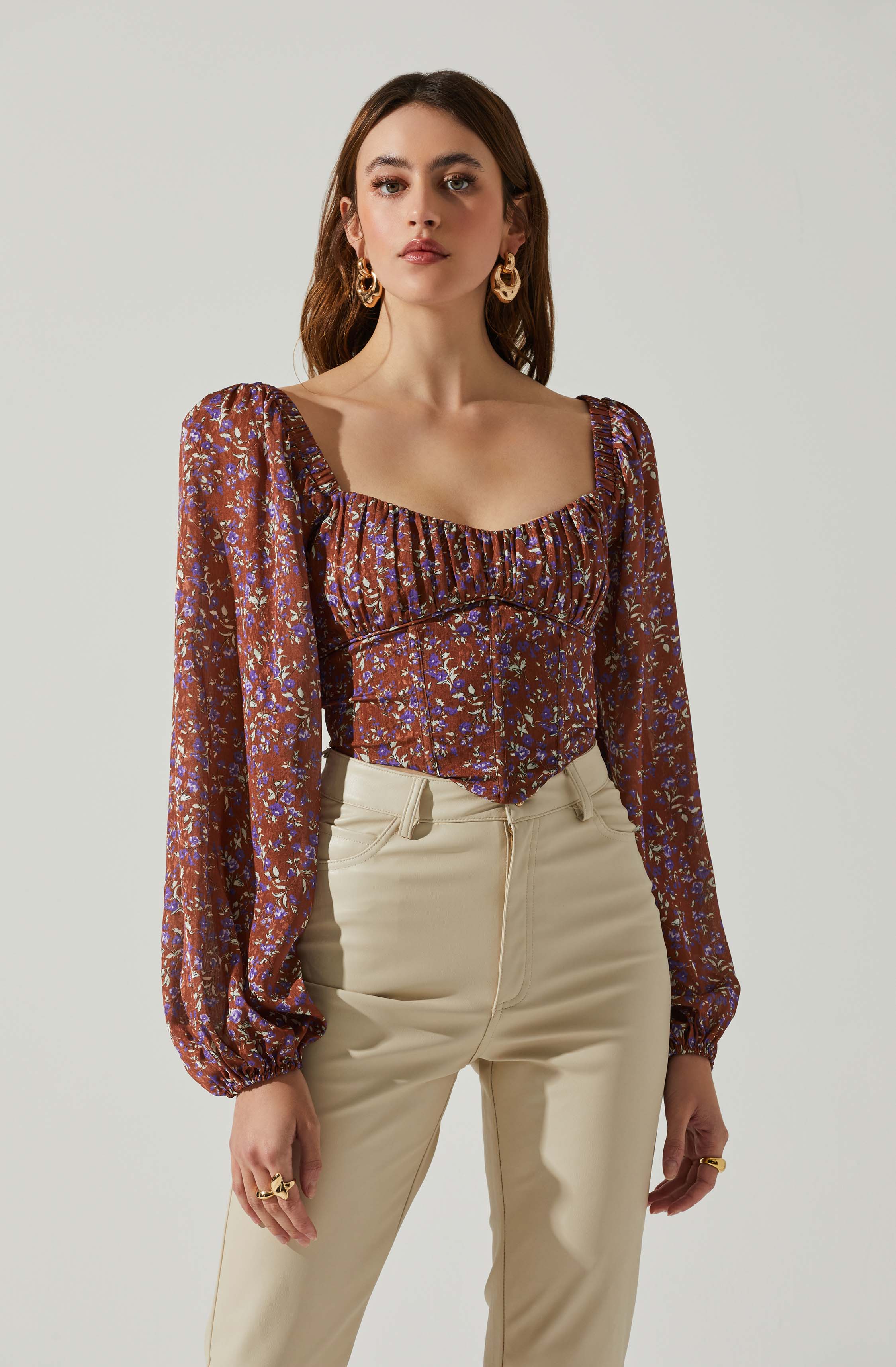 Penny Floral Puff Sleeve Top-Aljck