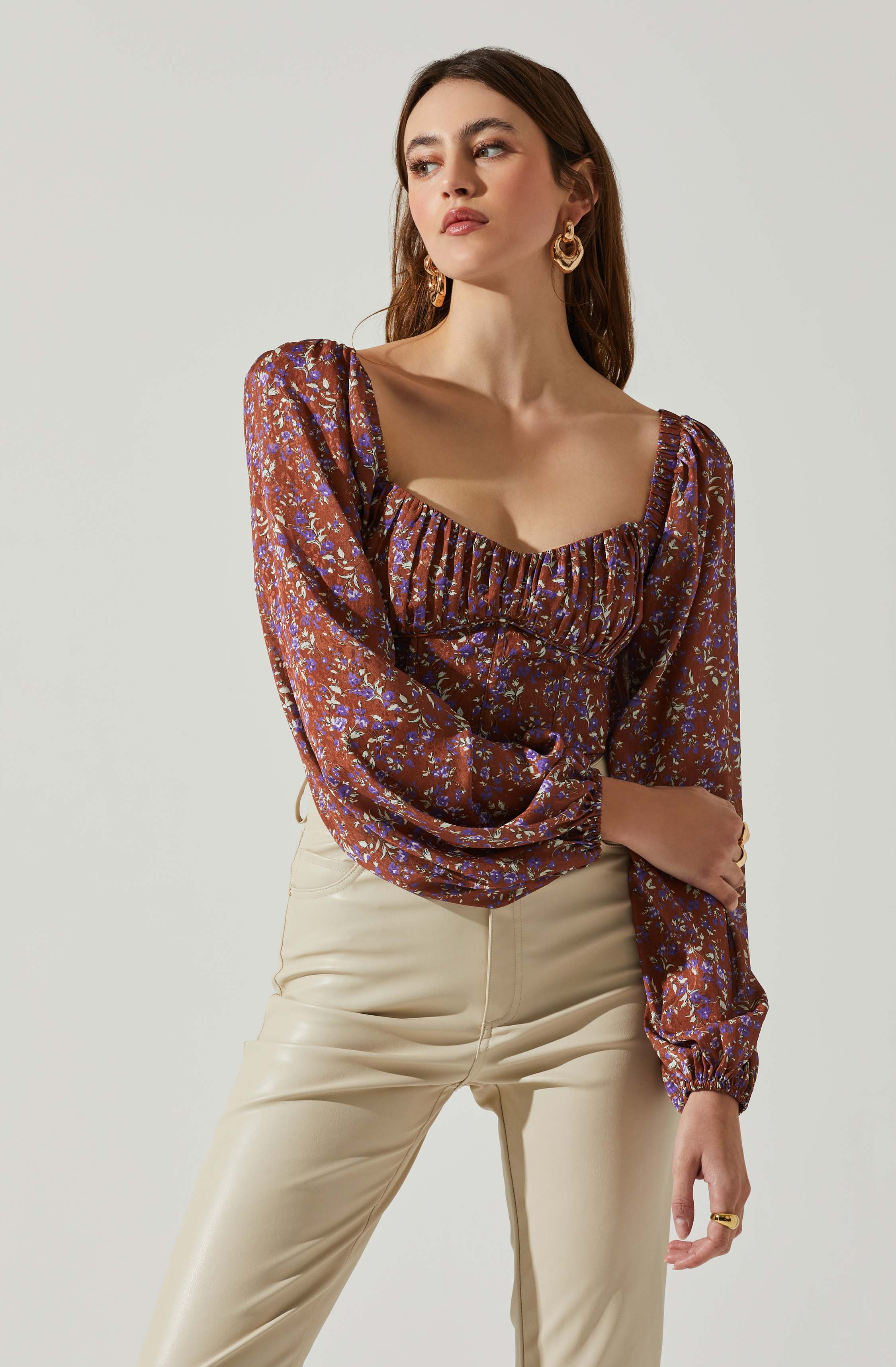 Penny Floral Puff Sleeve Top-Aljck
