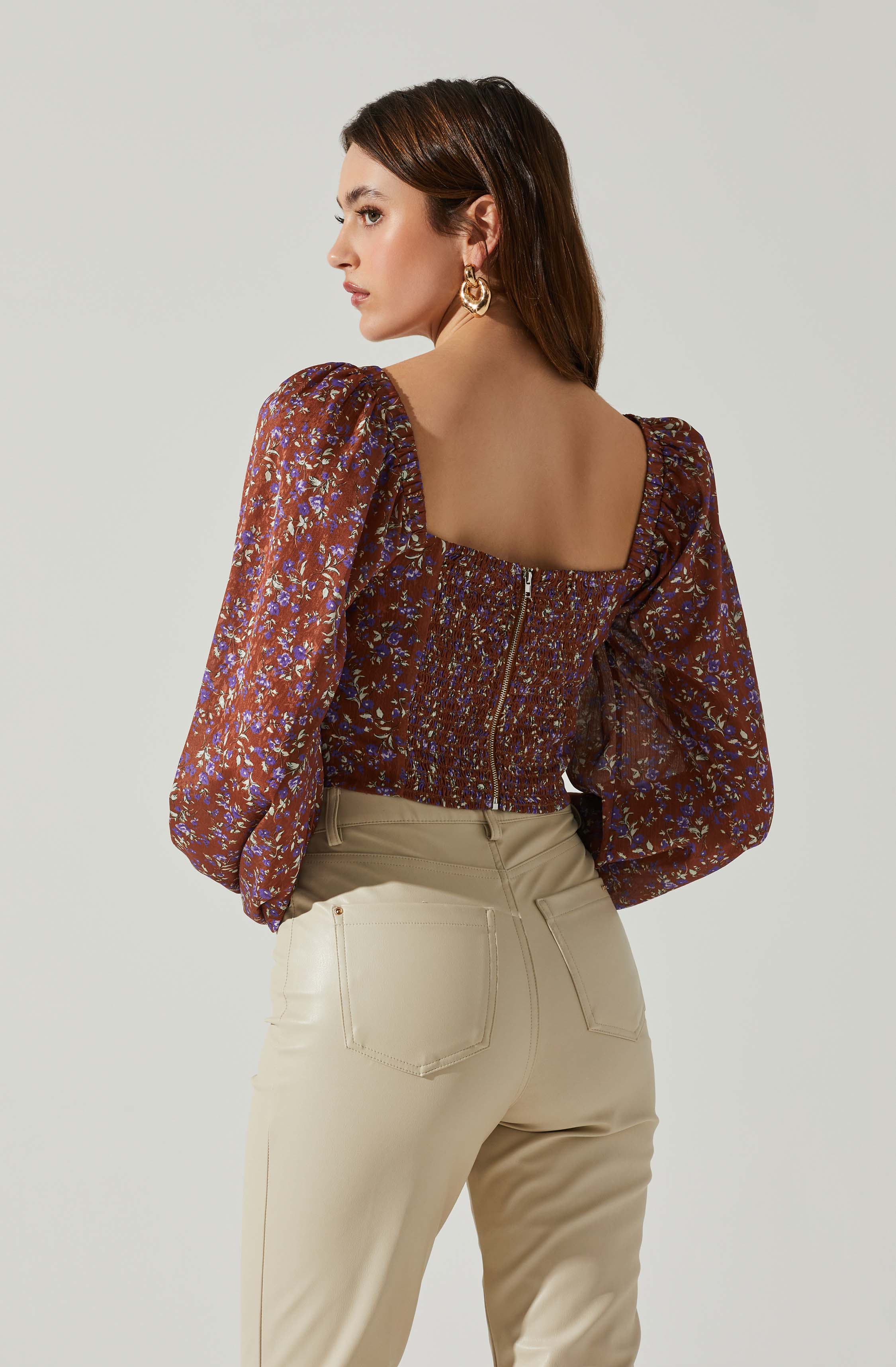 Penny Floral Puff Sleeve Top-Aljck