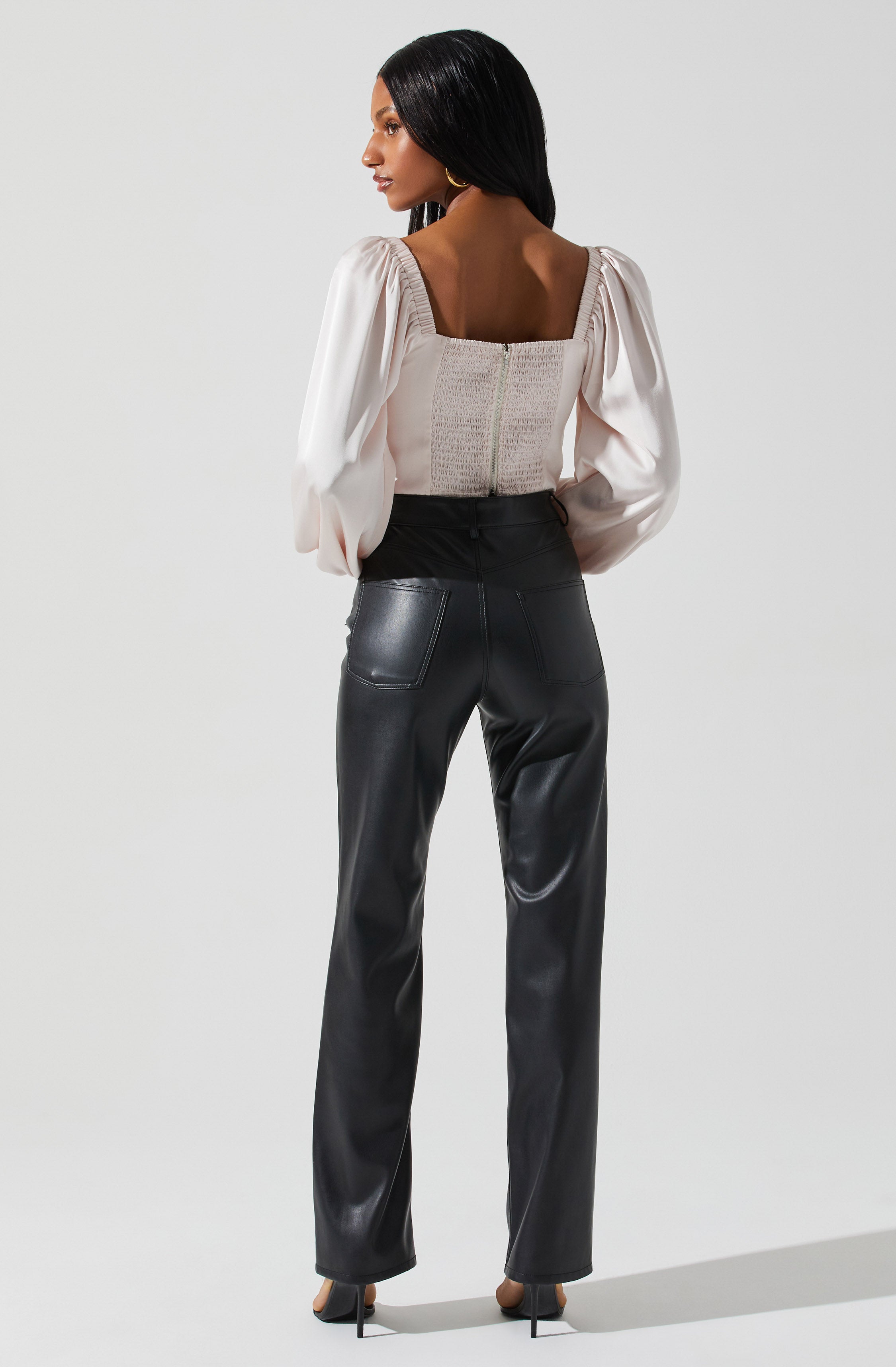 Penny Ruched Bust Long Sleeve Top-Aljck