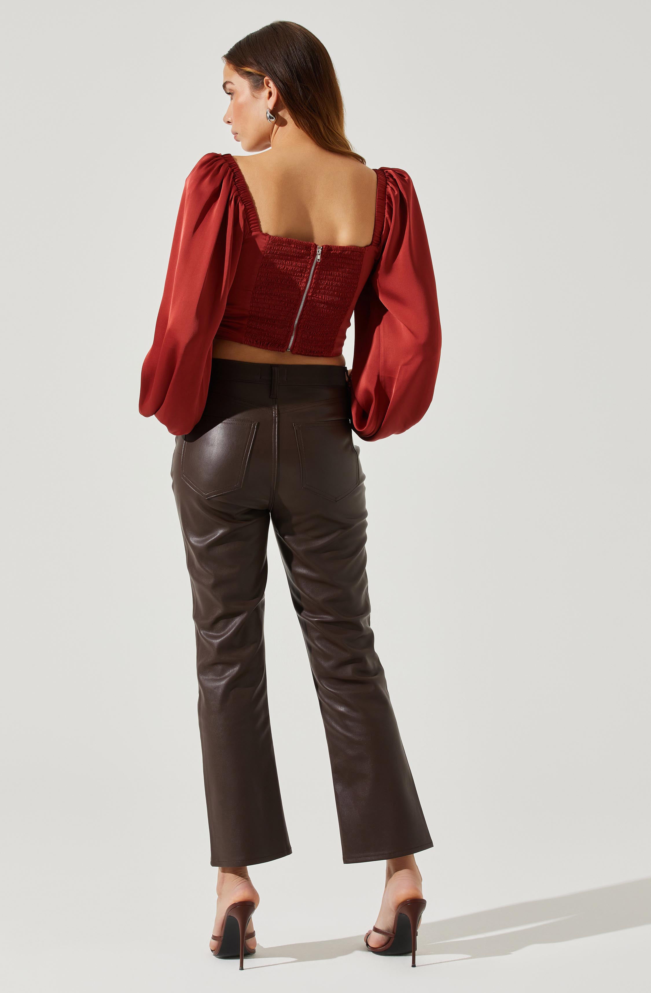 Penny Ruched Bust Long Sleeve Top-Aljck