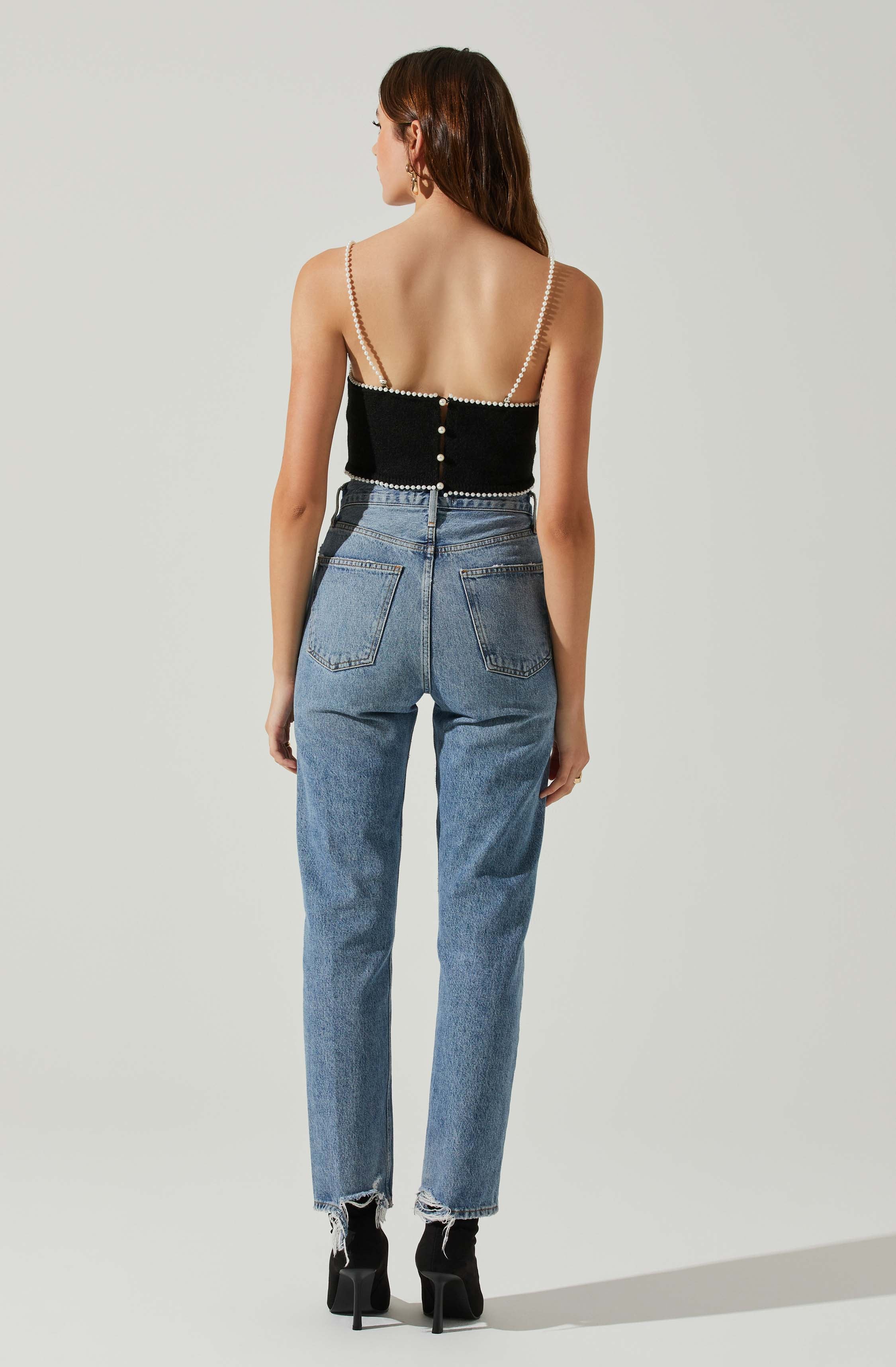 Kira Pearl Embellished Sweater Top-Aljck