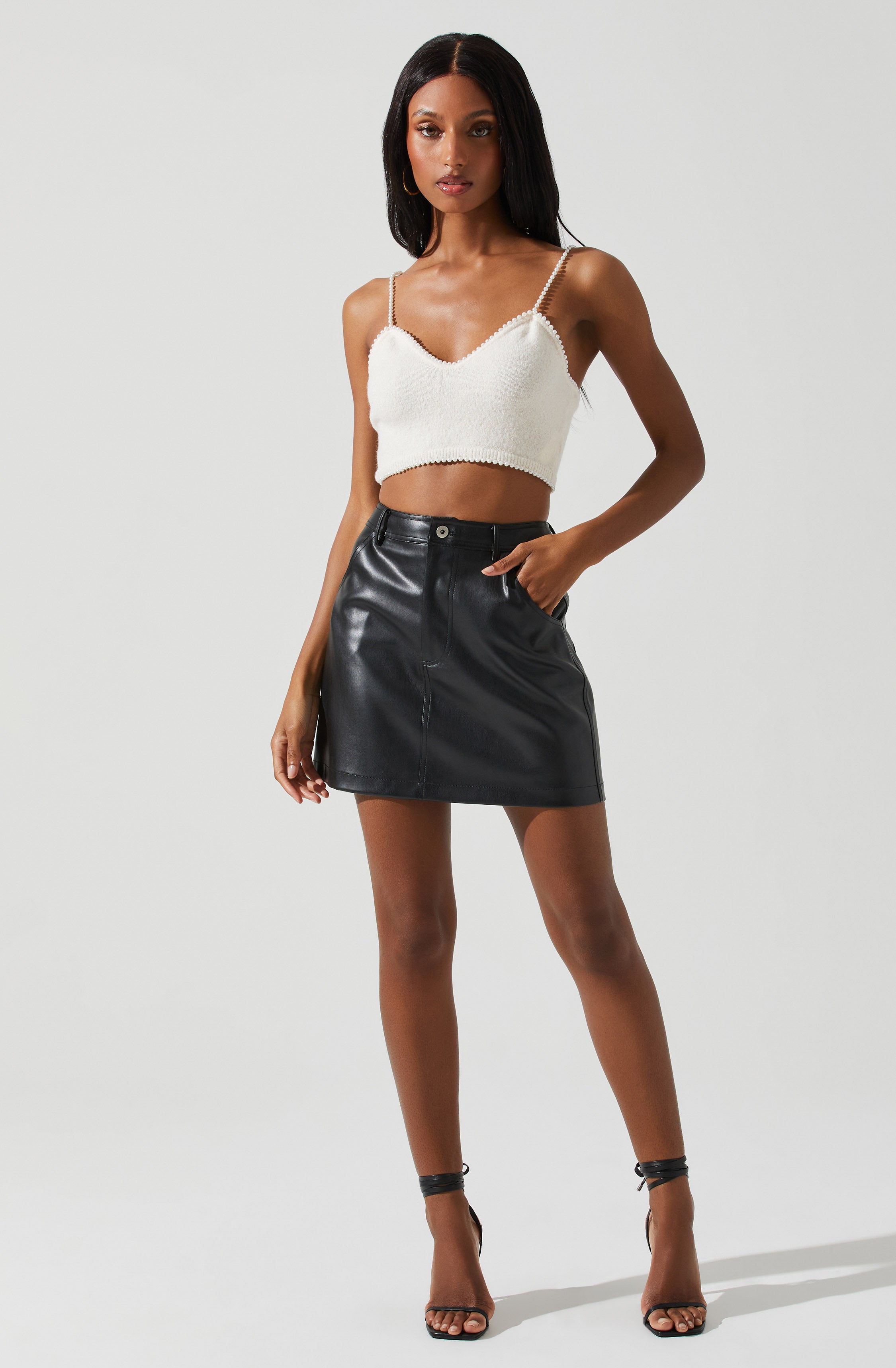 Kira Pearl Embellished Sweater Top-Aljck