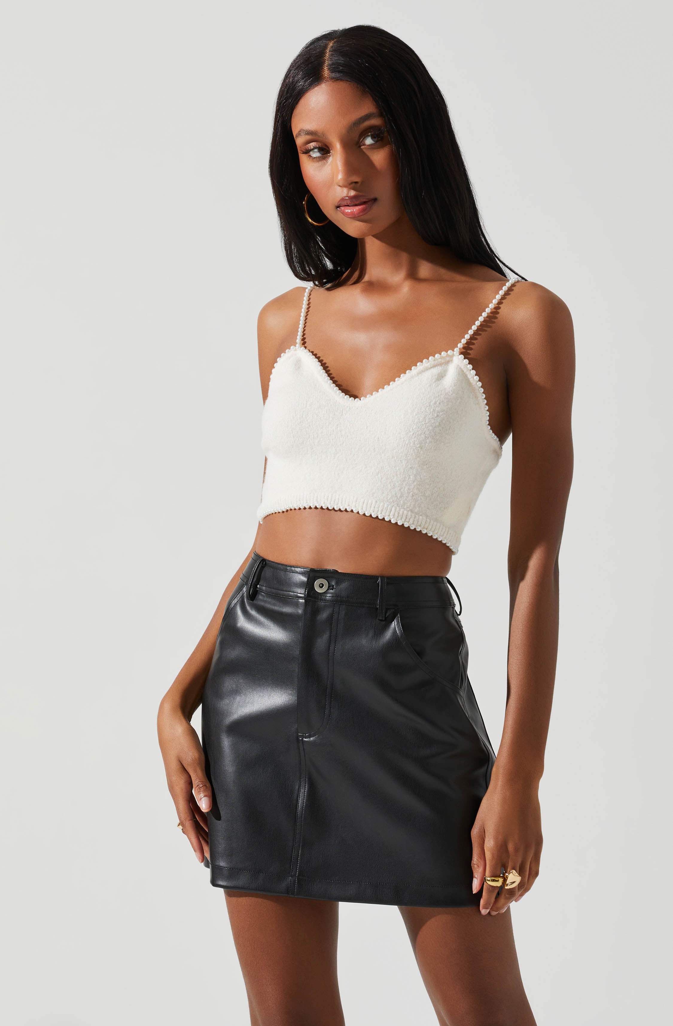 Kira Pearl Embellished Sweater Top-Aljck