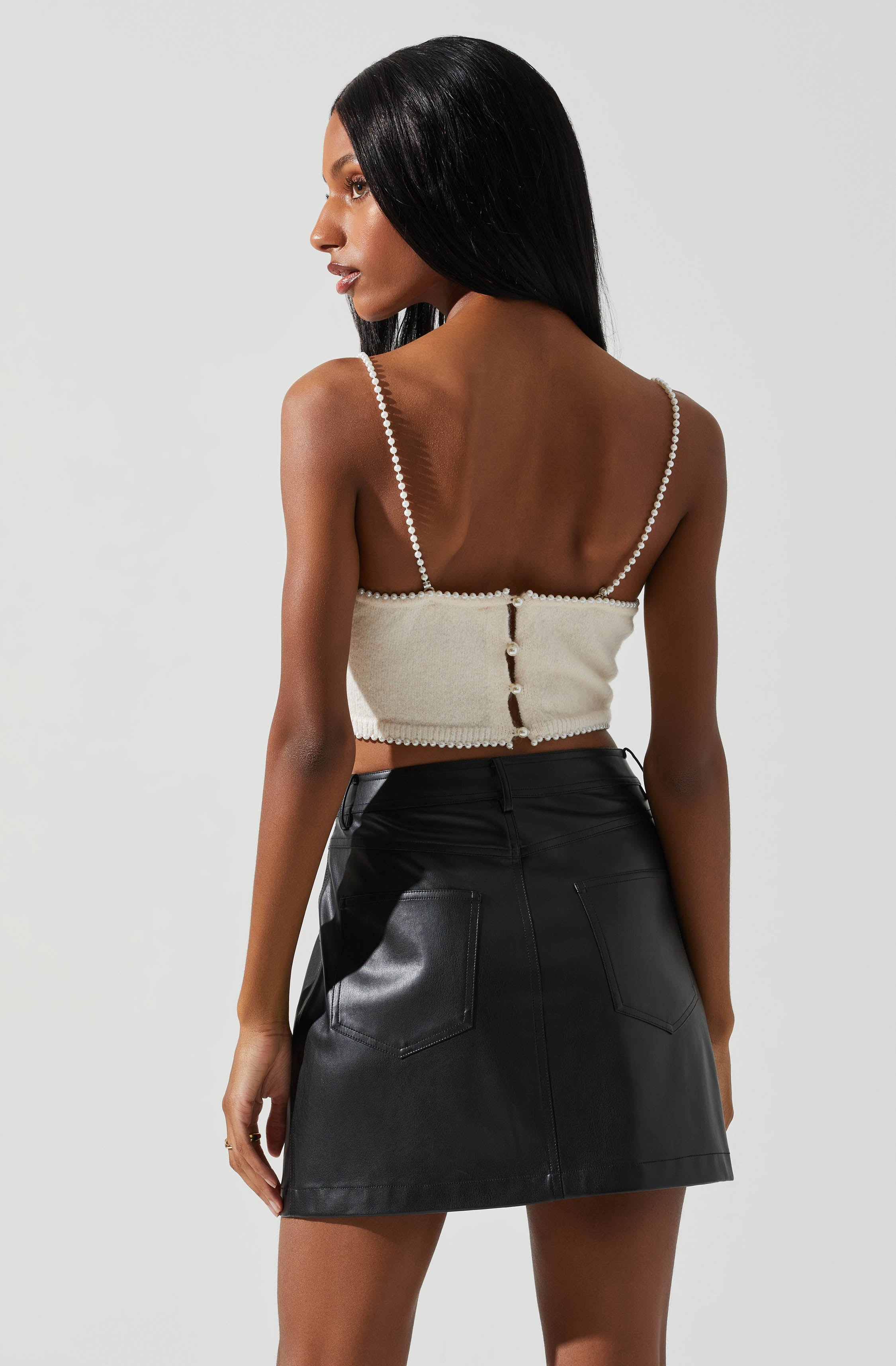 Kira Pearl Embellished Sweater Top-Aljck