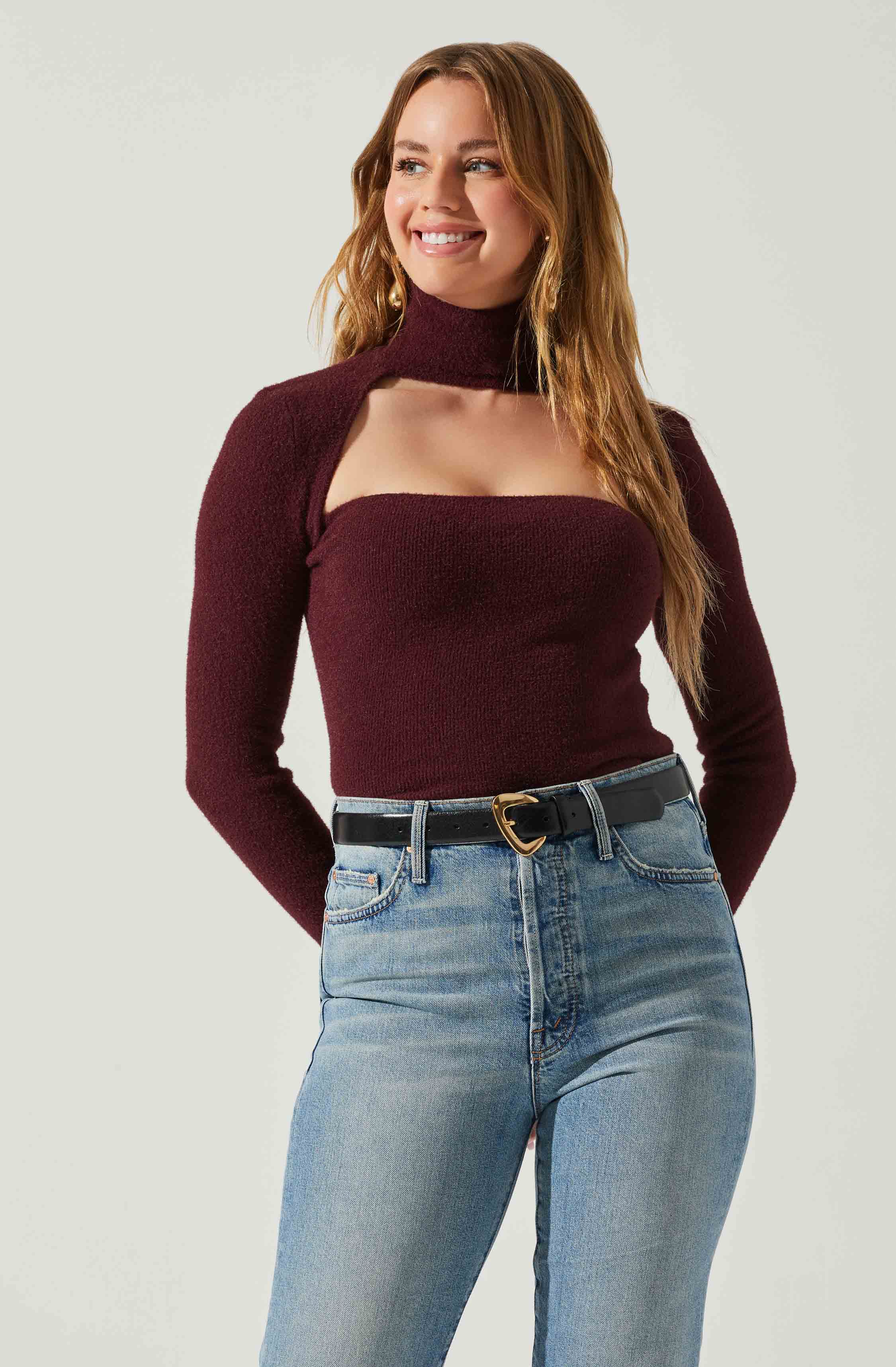 Izabella Turtleneck Cutout Sweater-Aljck