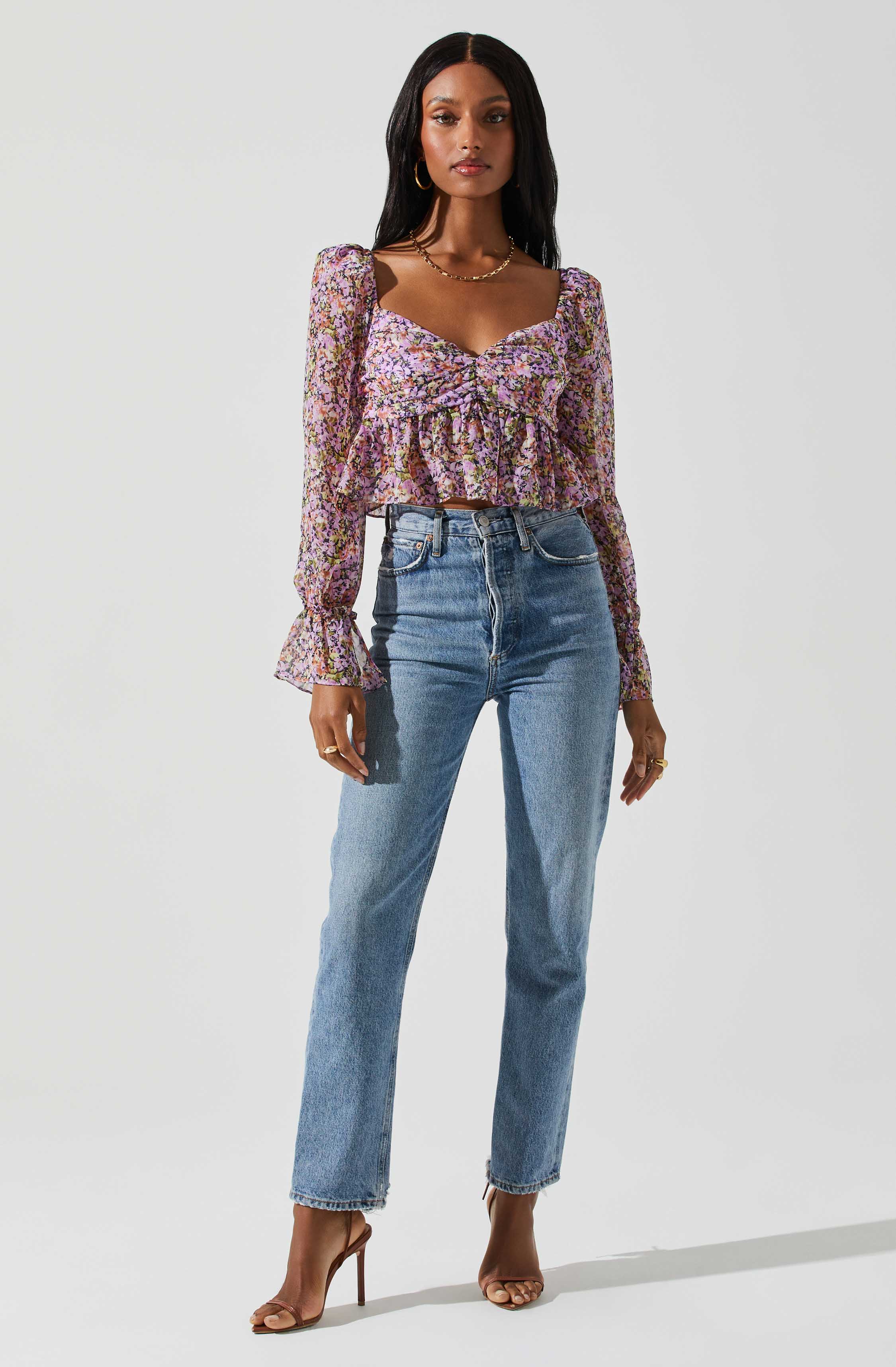 Luann Sweetheart Neck Peplum Top-Aljck