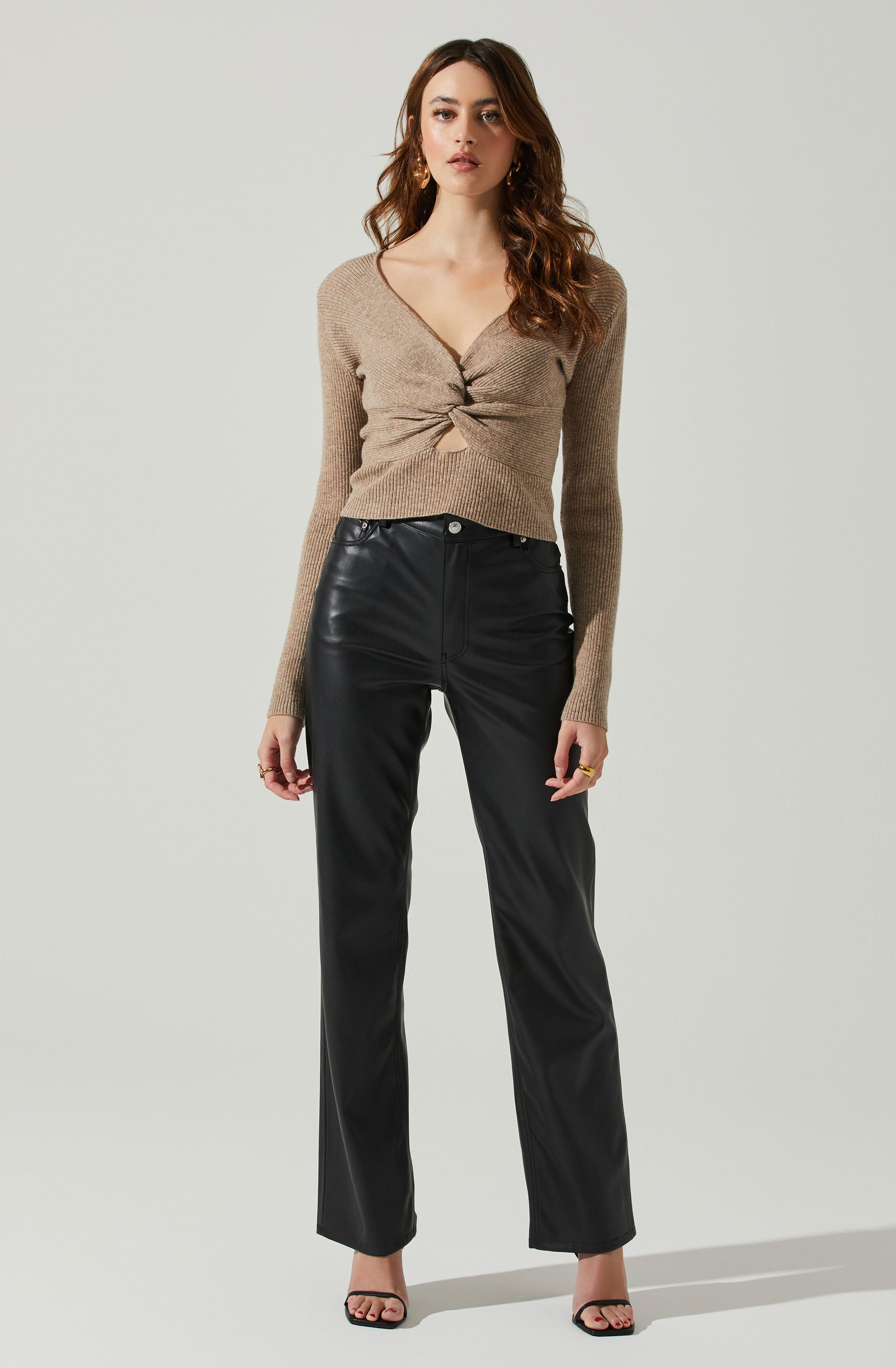 Rylee Twist Front Cutout Sweater-Aljck