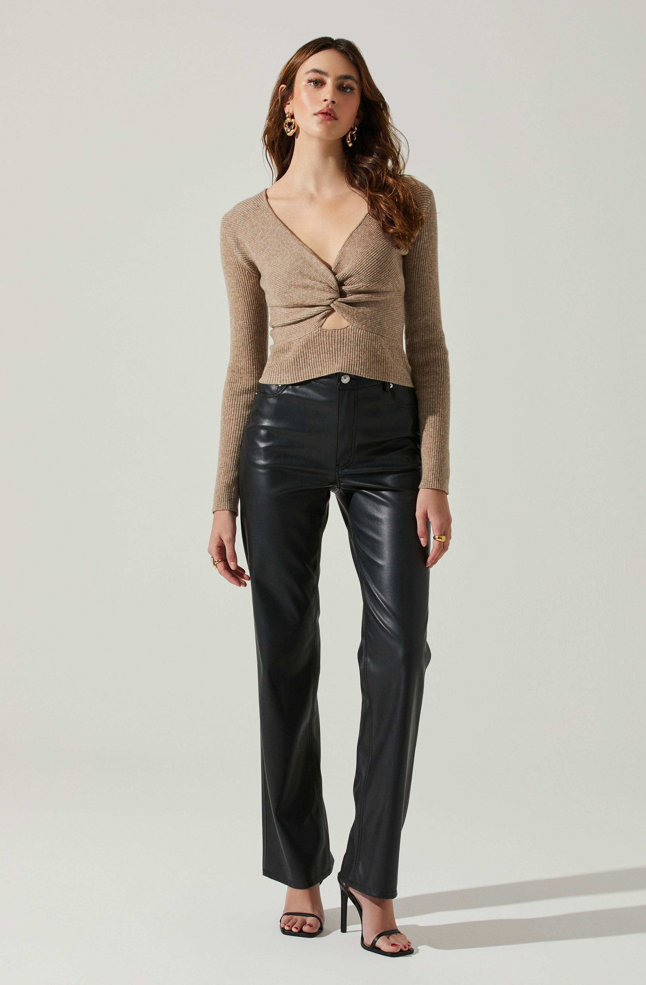 Rylee Twist Front Cutout Sweater-Aljck