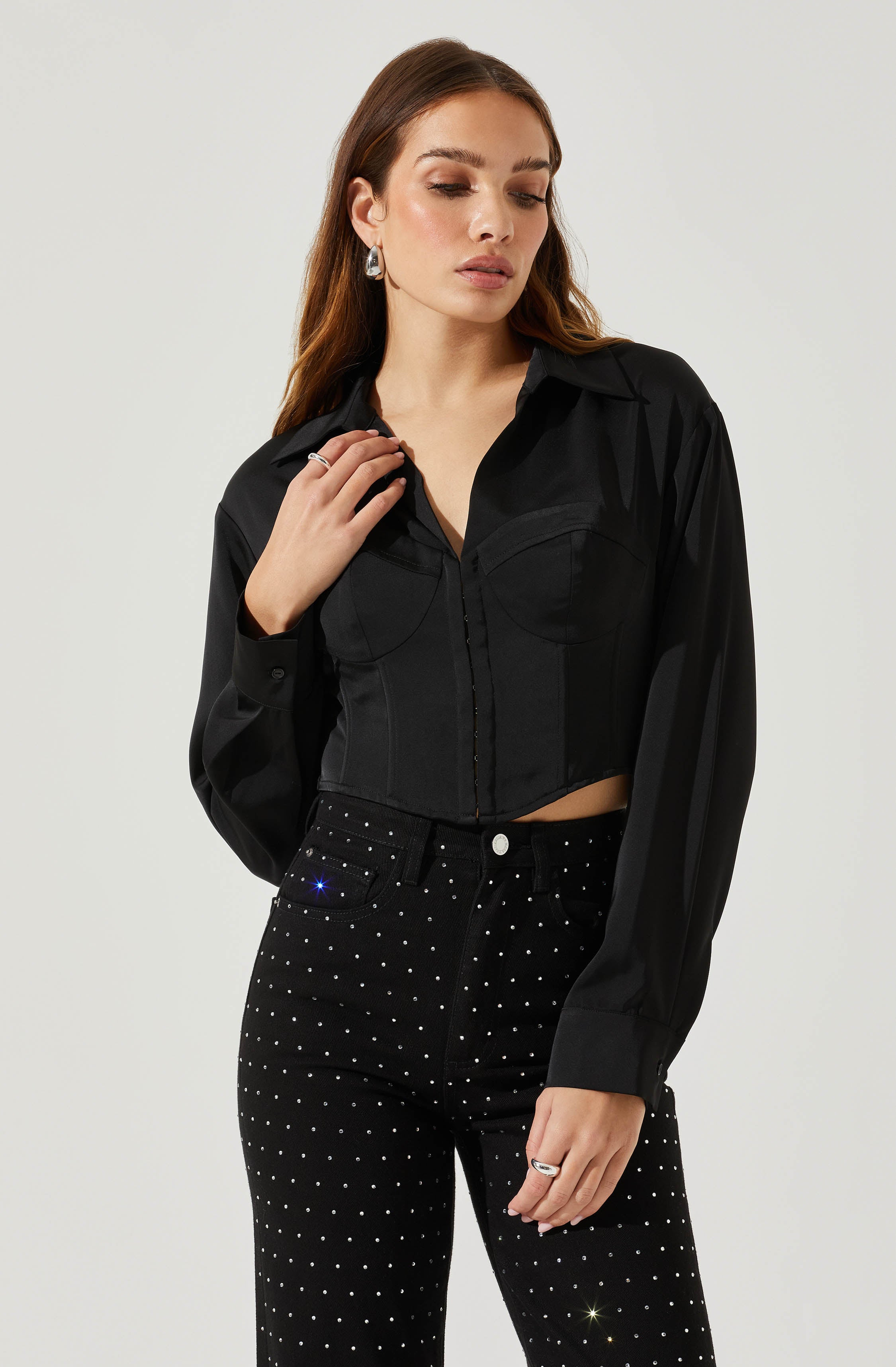 Valerie Long Sleeve Corset Top-Aljck