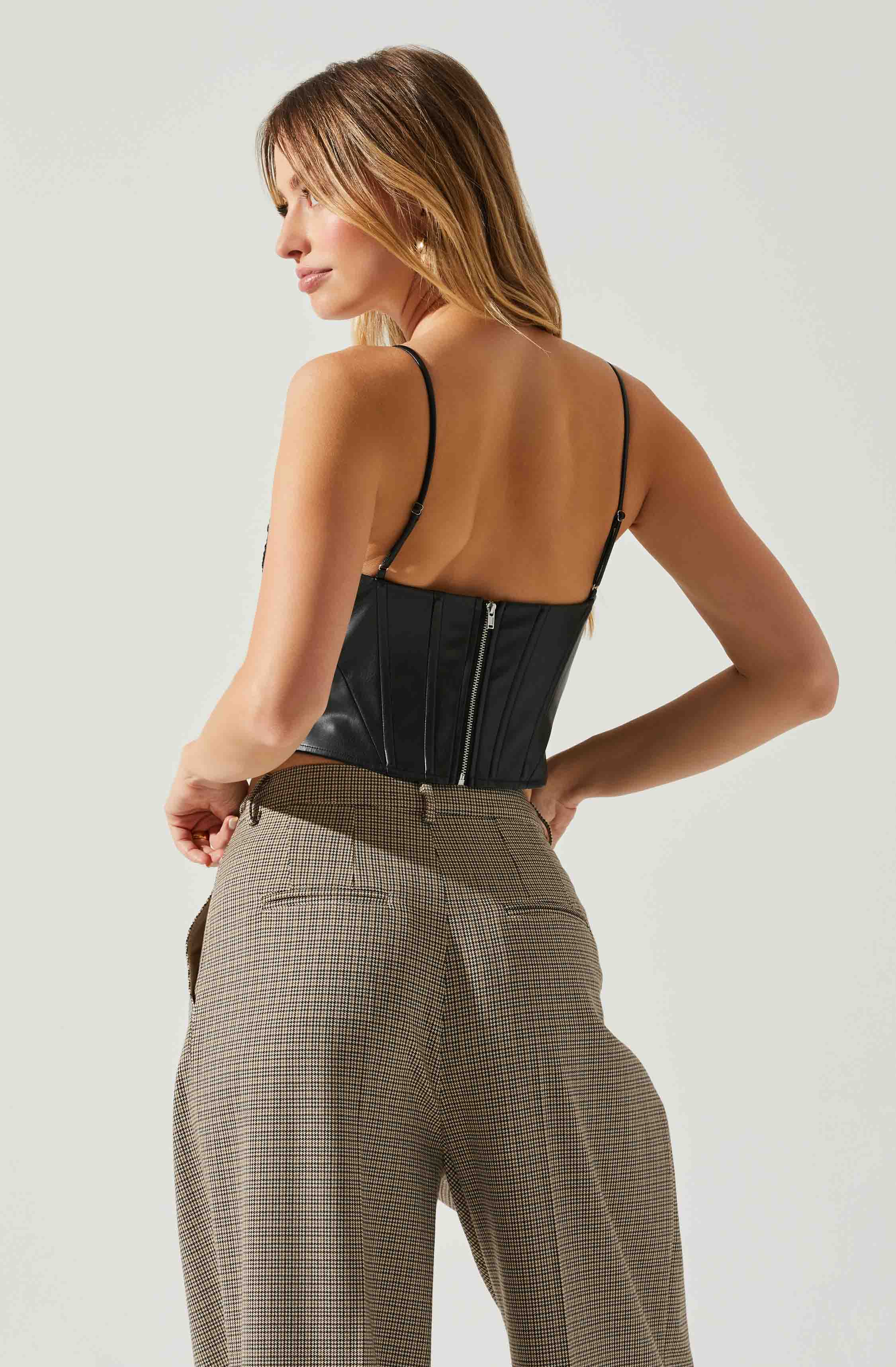 Trishna Faux Leather Corset Top-Aljck