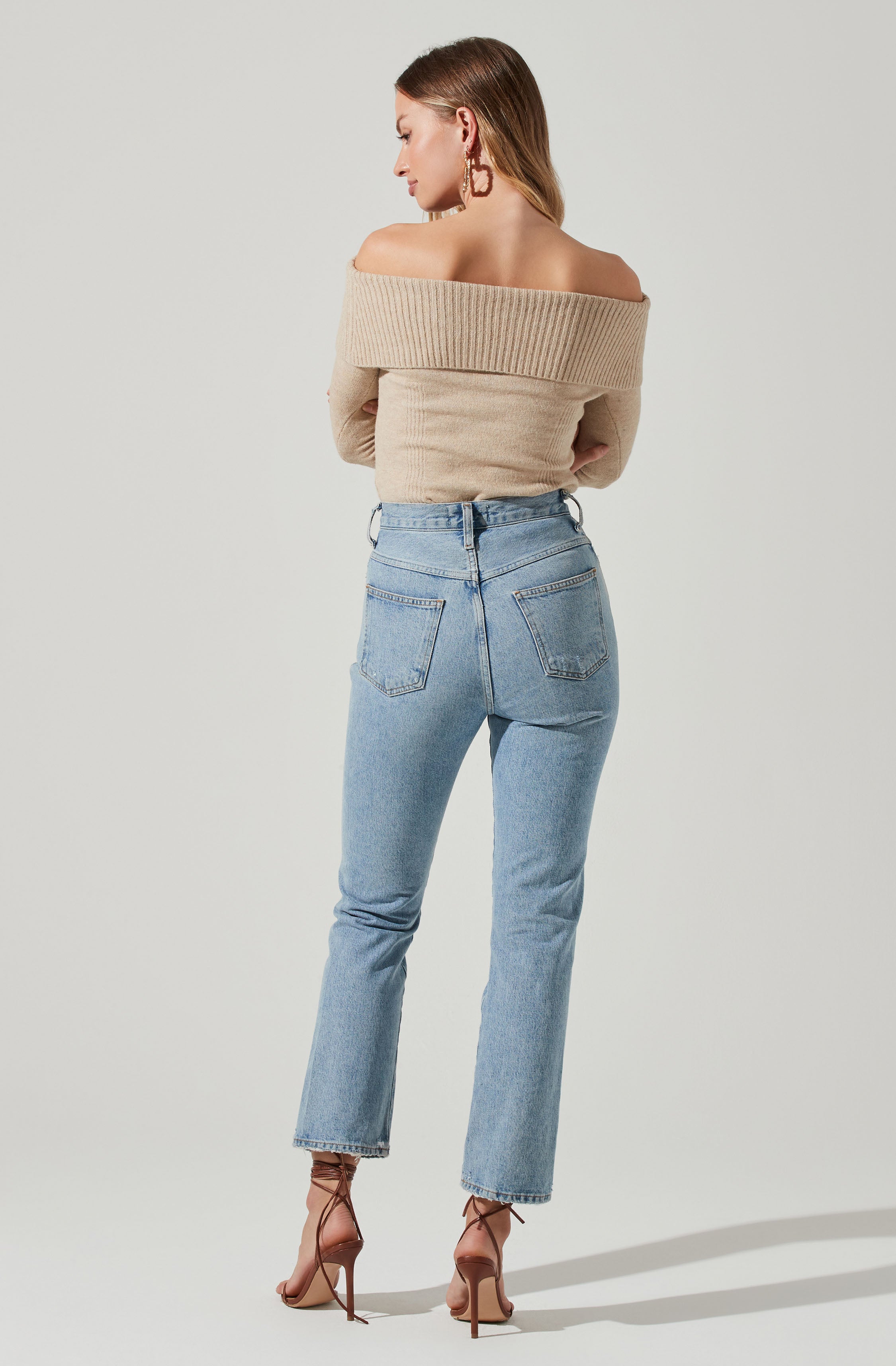 Zella Off Shoulder Chain Detail Sweater-Aljck