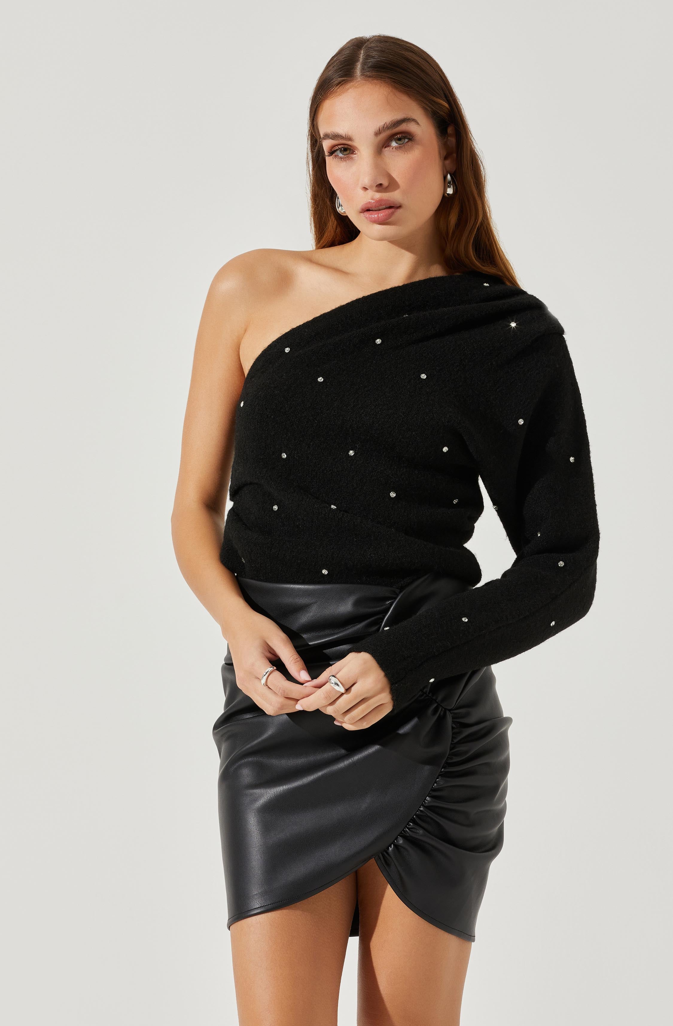 Cosima Embellished One Sleeve Sweater-Aljck